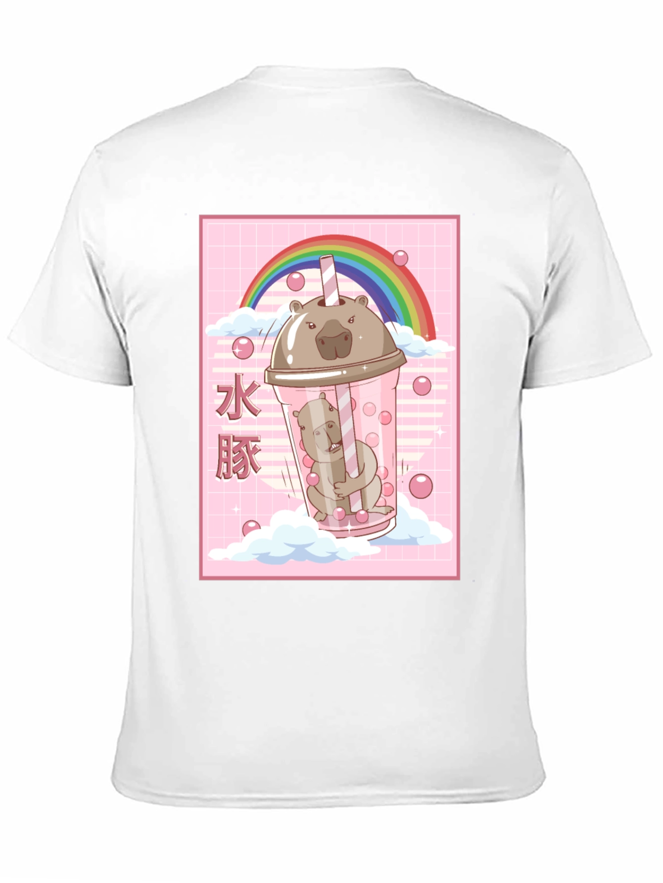 Kawaii Wombat Bubble Tea Black T-Shirt