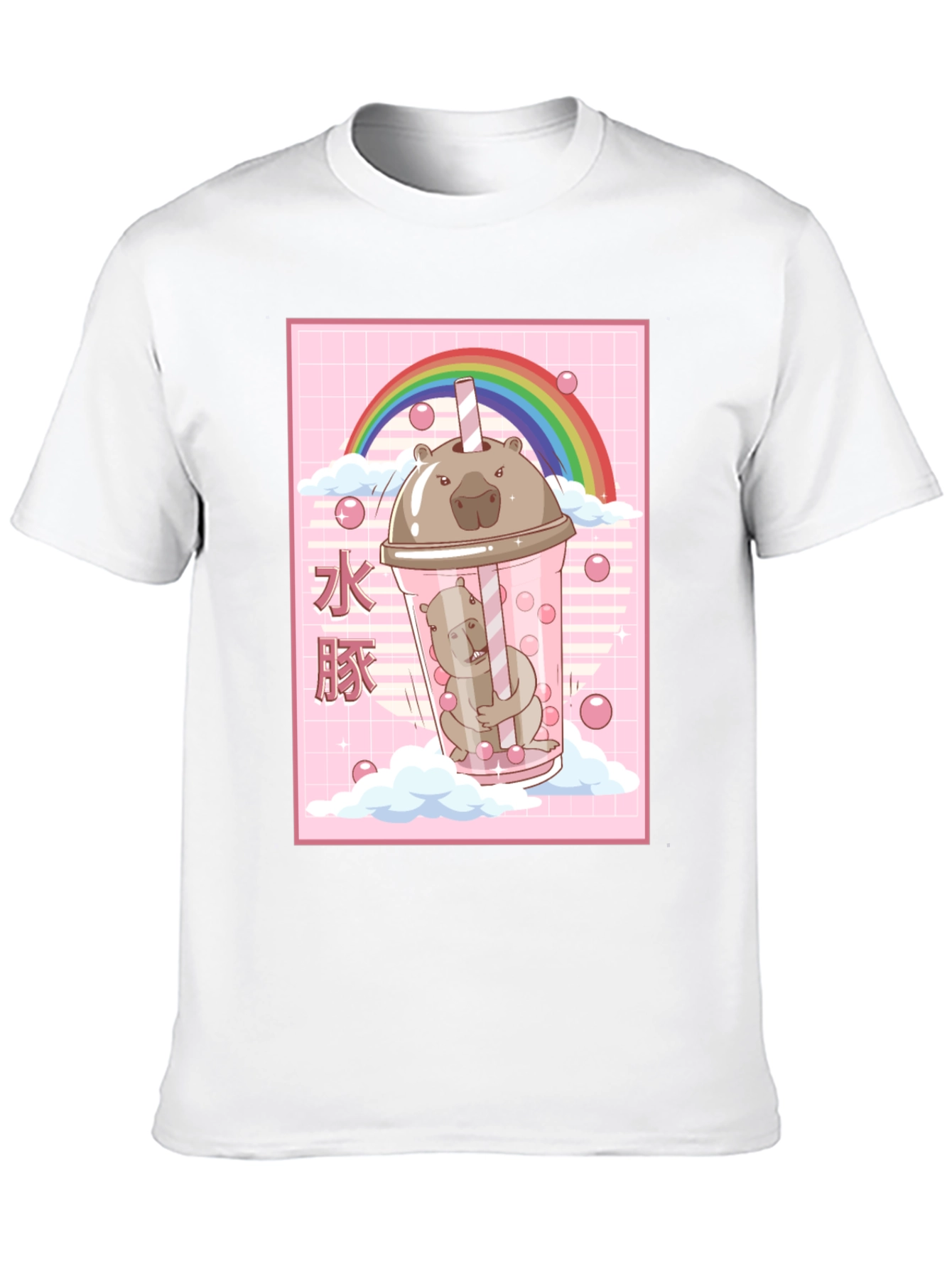 Kawaii Wombat Bubble Tea Black T-Shirt