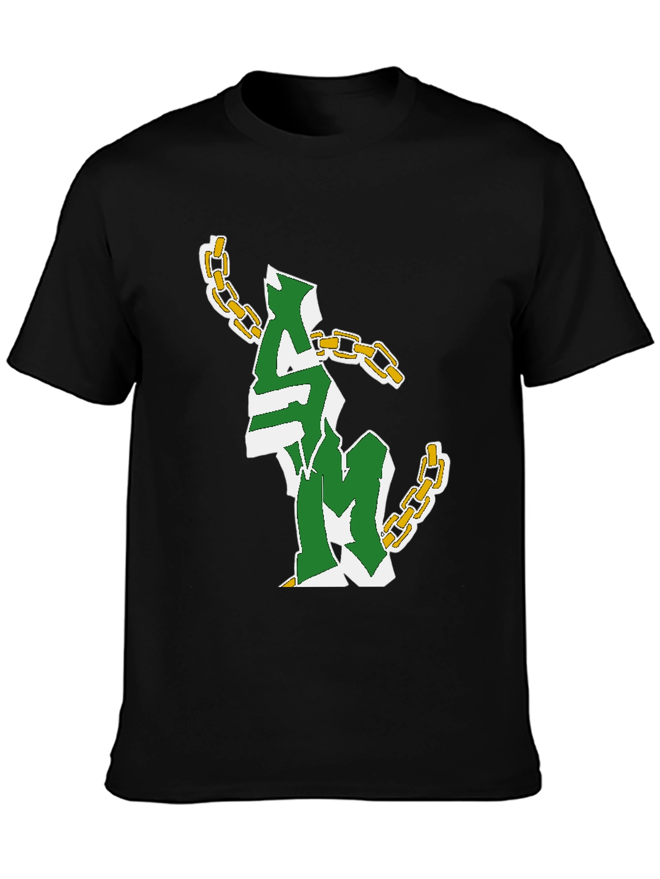 Graphic Print Chain T-Shirt - Black