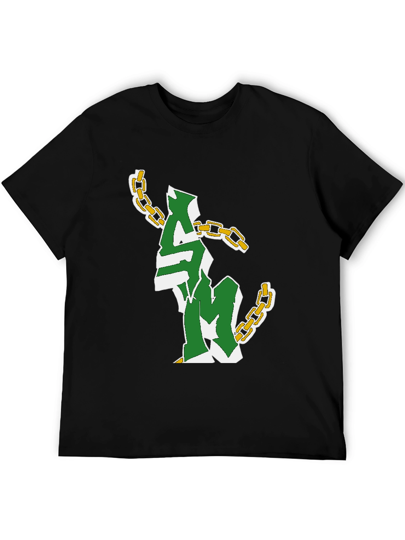 Graphic Print Chain T-Shirt - Black