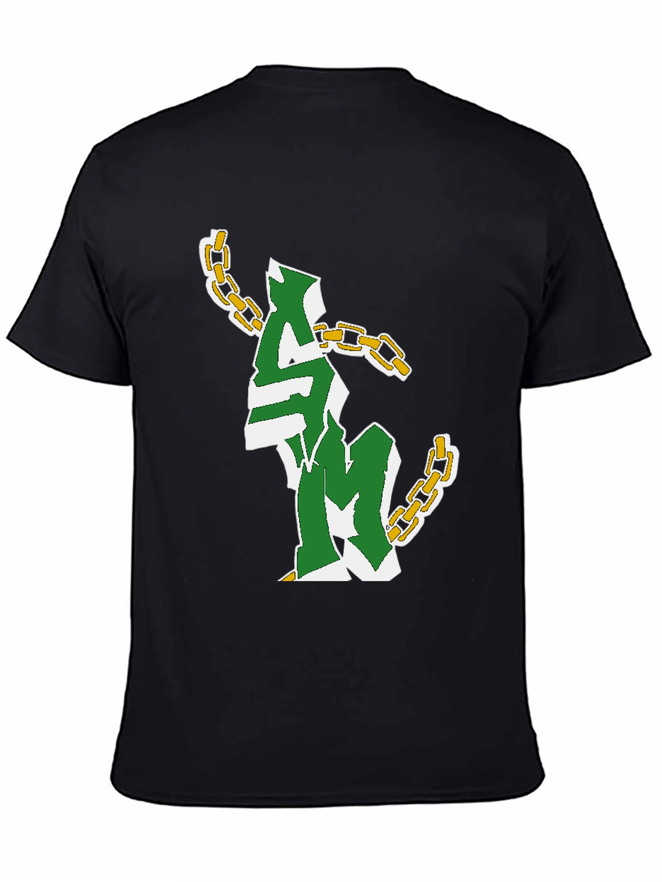 Graphic Print Chain T-Shirt - Black