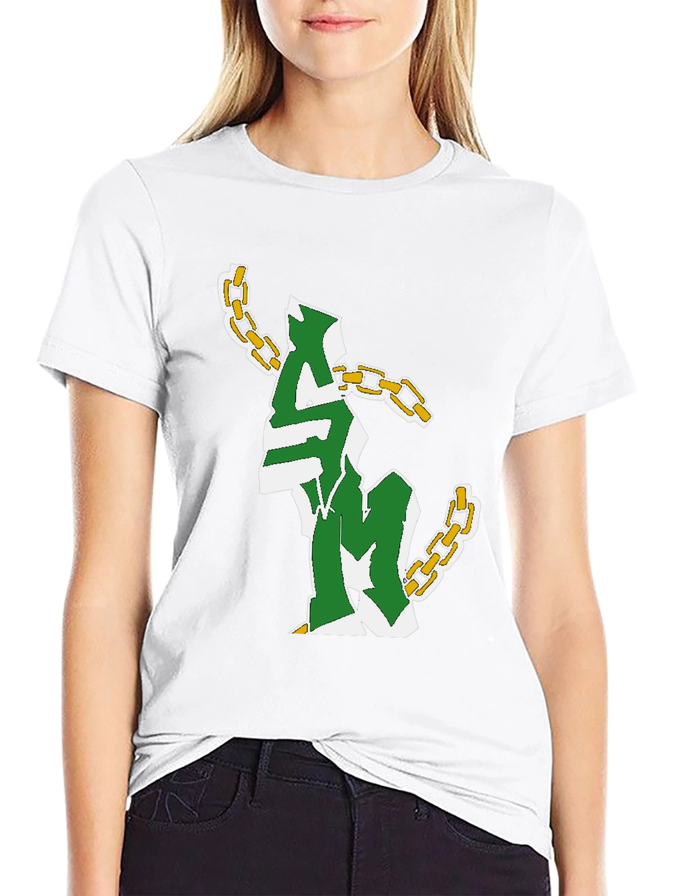 Graphic Print Chain T-Shirt - Black
