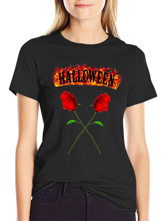 Halloween Roses Graphic Tee - Mens Black T-Shirt