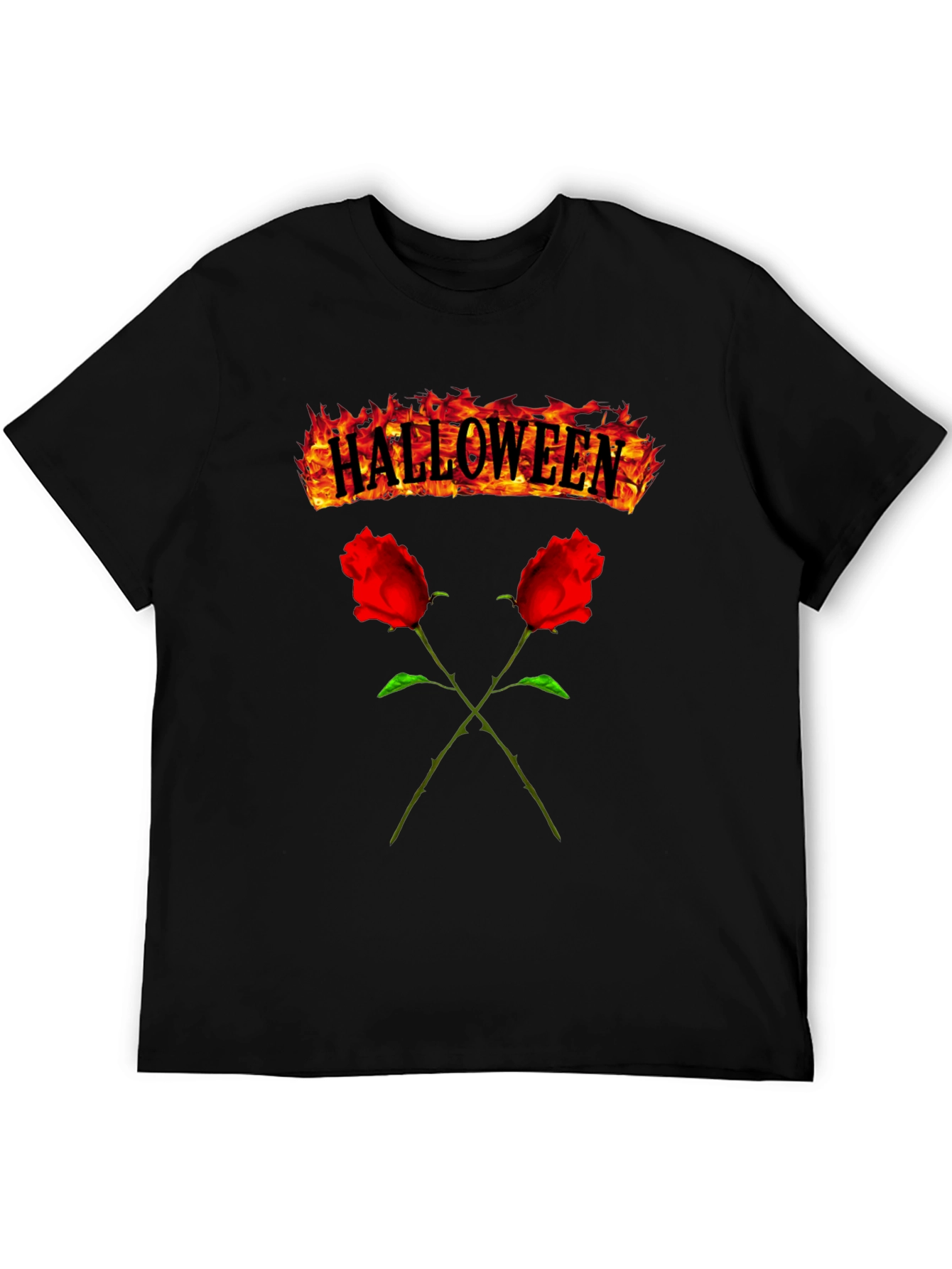 Halloween Roses Graphic Tee - Mens Black T-Shirt
