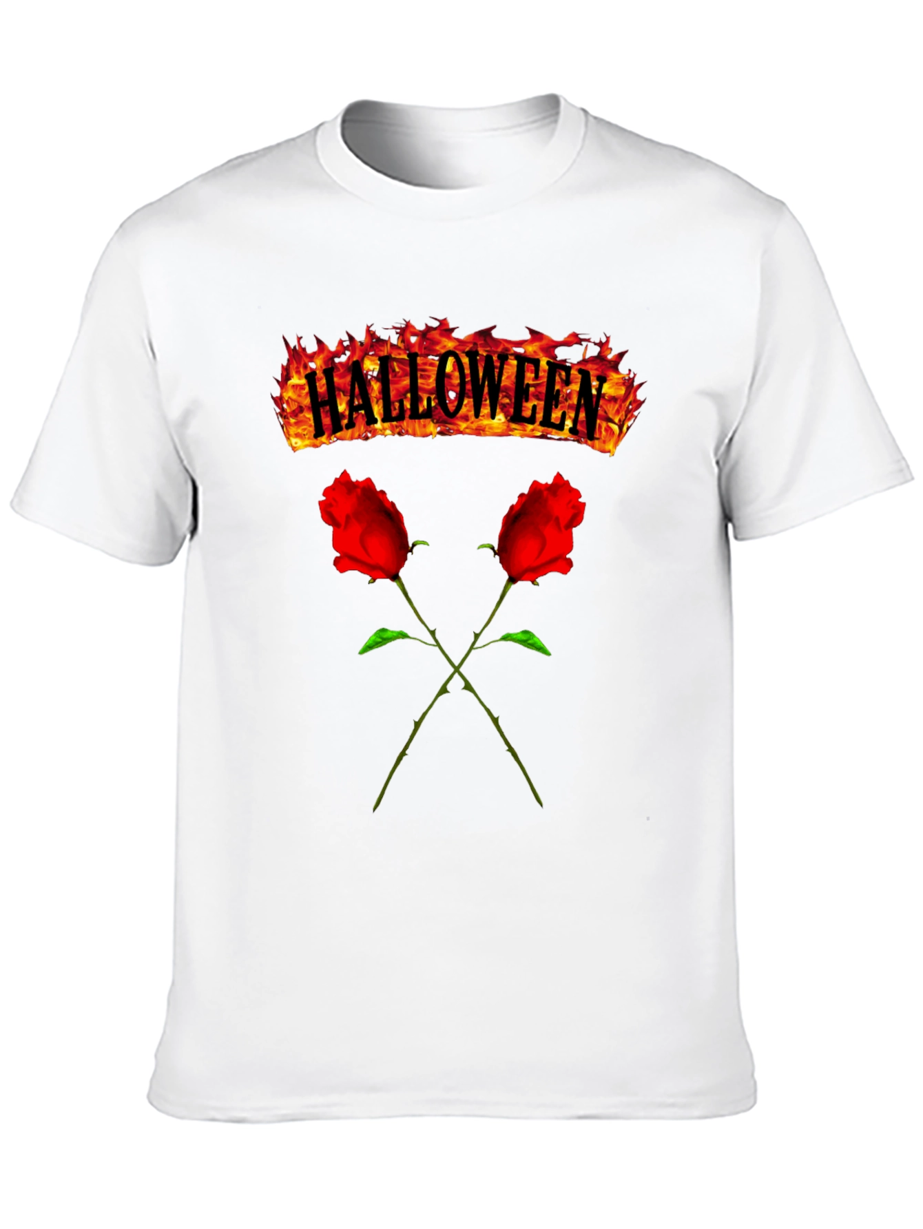 Halloween Roses Graphic Tee - Mens Black T-Shirt