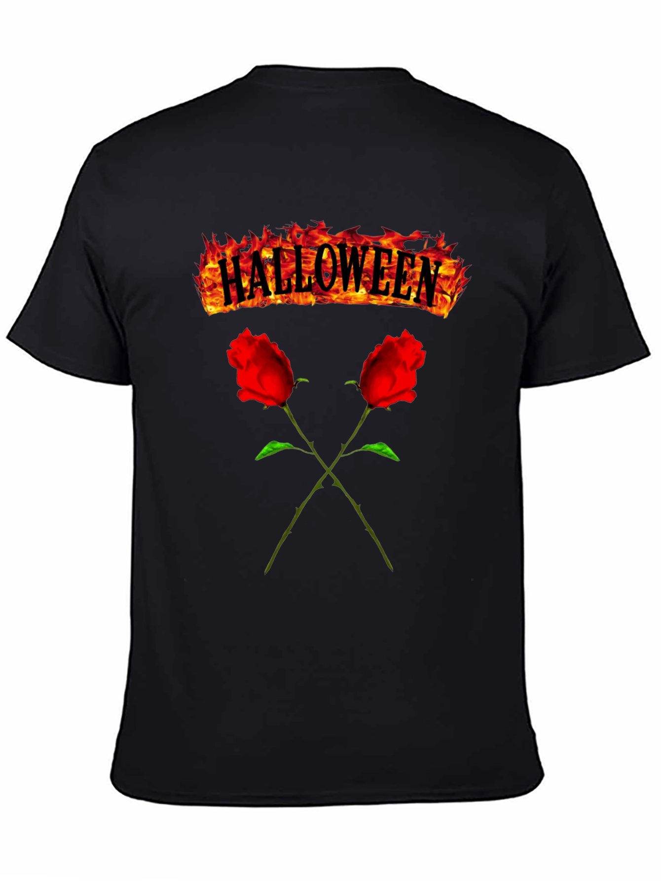 Halloween Roses Graphic Tee - Mens Black T-Shirt