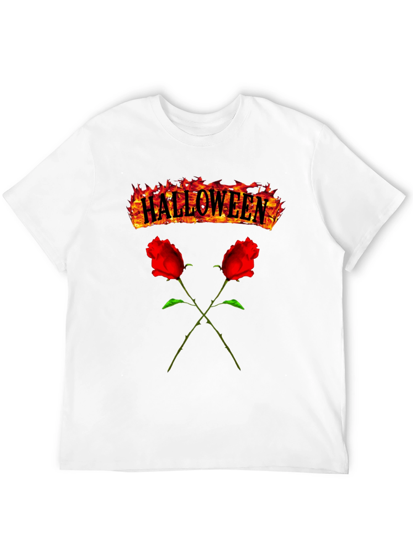 Halloween Roses Graphic Tee - Mens Black T-Shirt