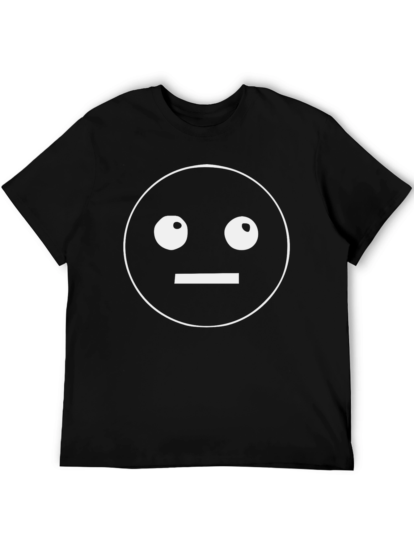 Expressionless Face Emoji T-Shirt - Black