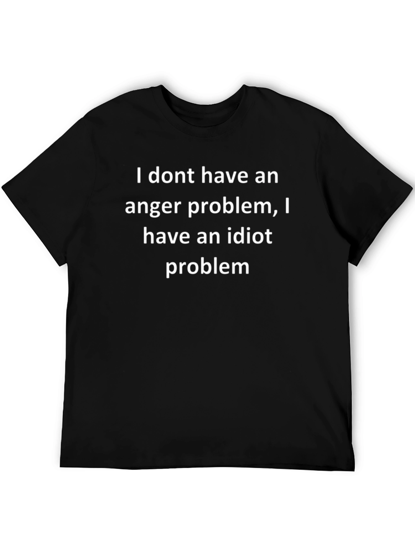 Funny Idiot Problem Graphic Tee - Black Cotton T-Shirt
