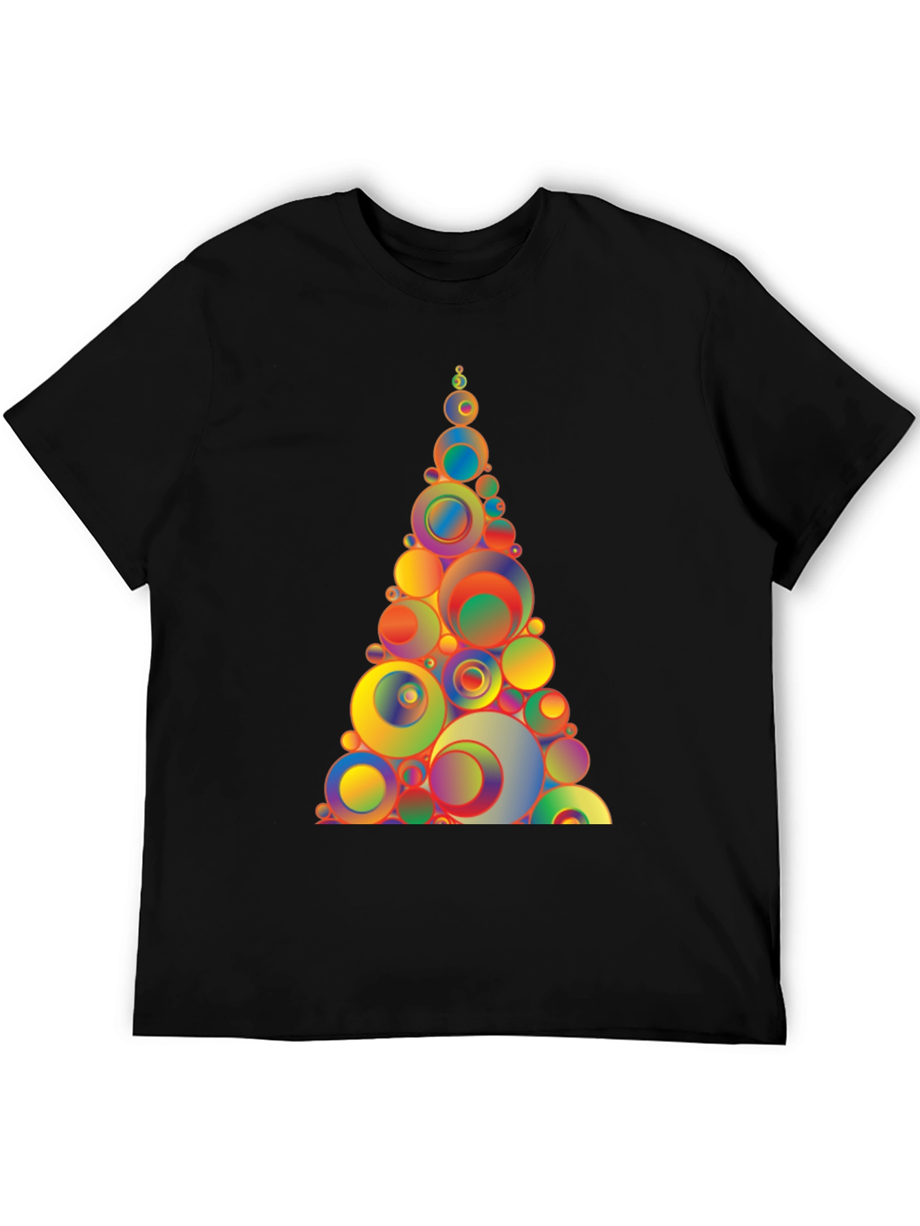 Geometric Circles Tree Black T-Shirt
