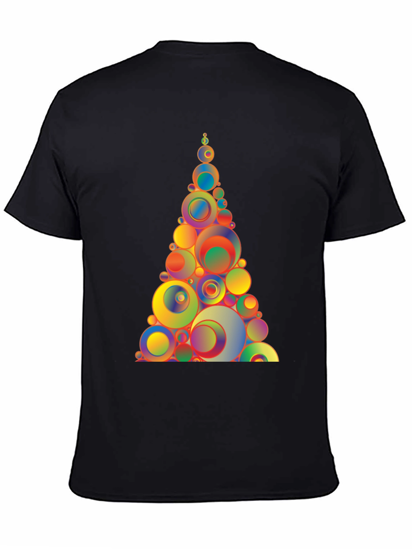 Geometric Circles Tree Black T-Shirt