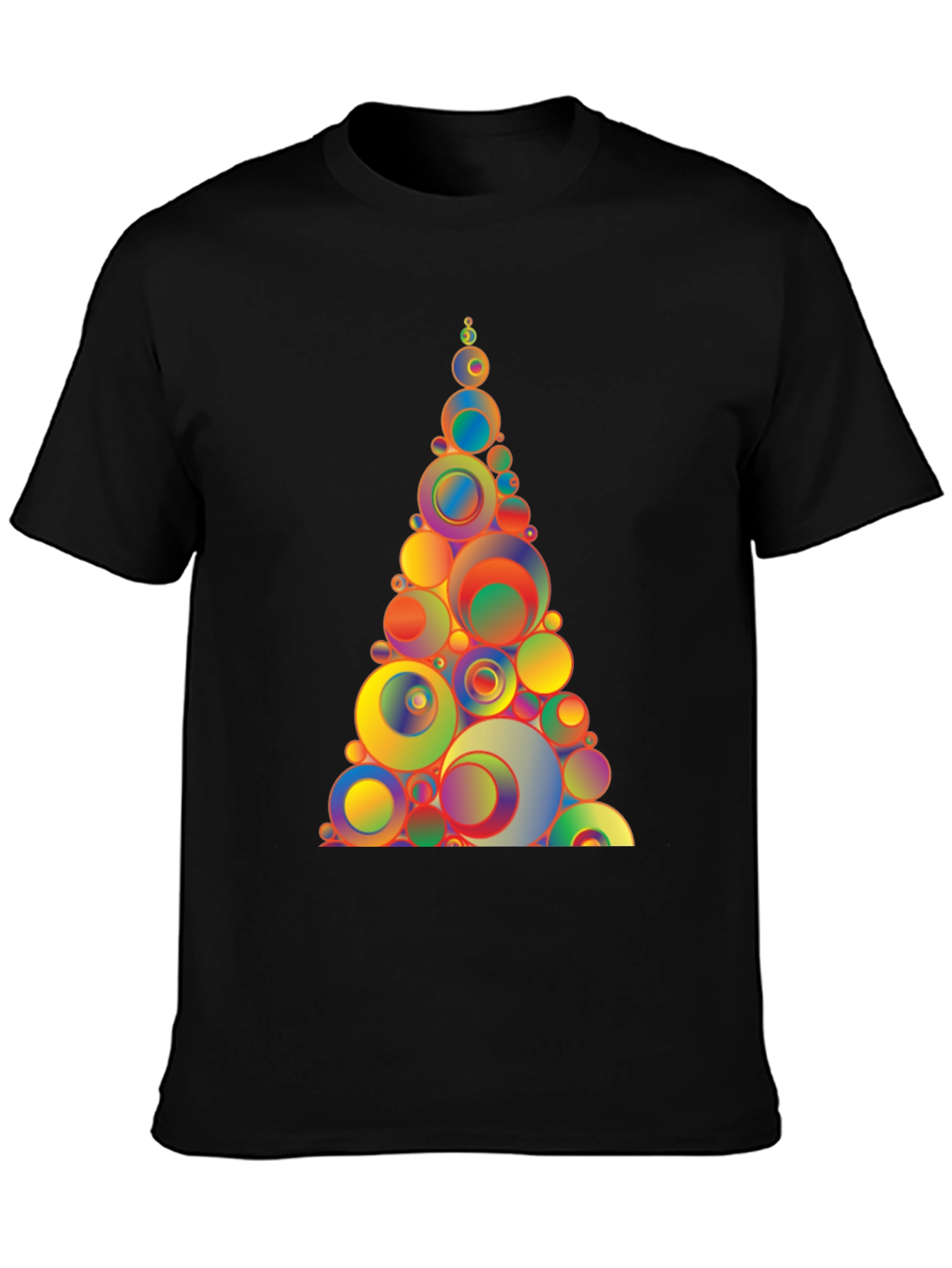 Geometric Circles Tree Black T-Shirt