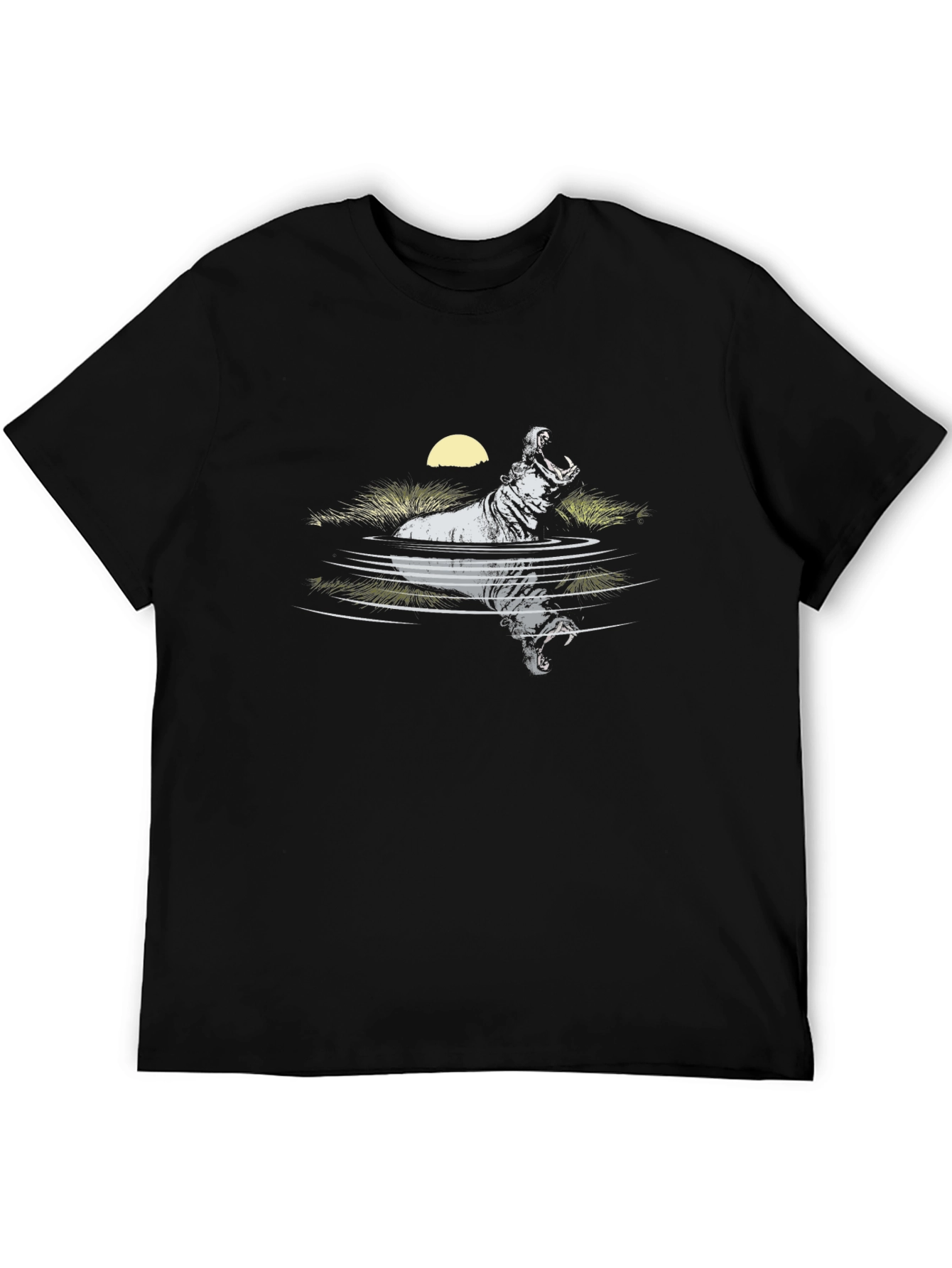 Hippo in Water Graphic Tee - Black