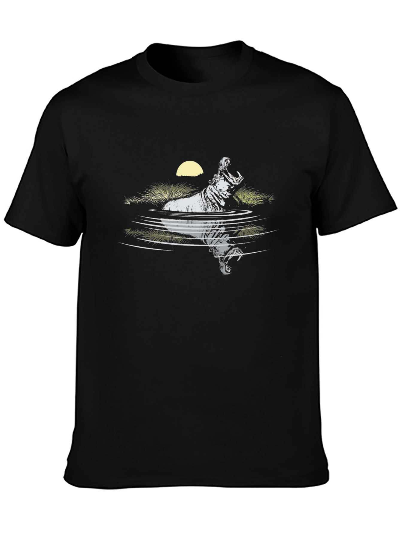 Hippo in Water Graphic Tee - Black