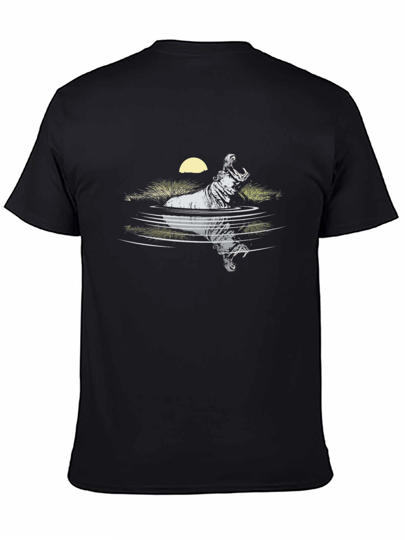 Hippo in Water Graphic Tee - Black