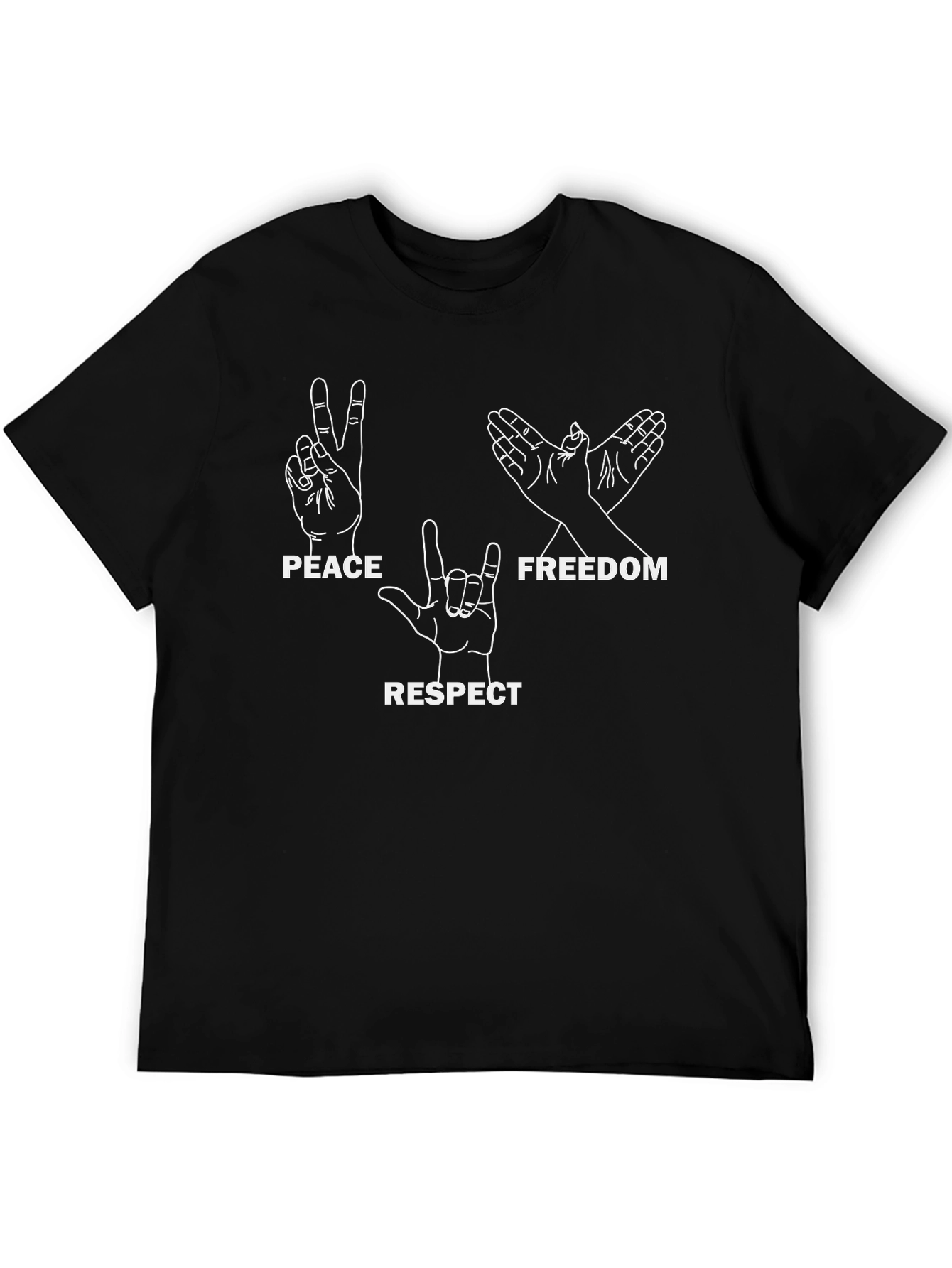 Peace Freedom Respect Graphic Tee - Black
