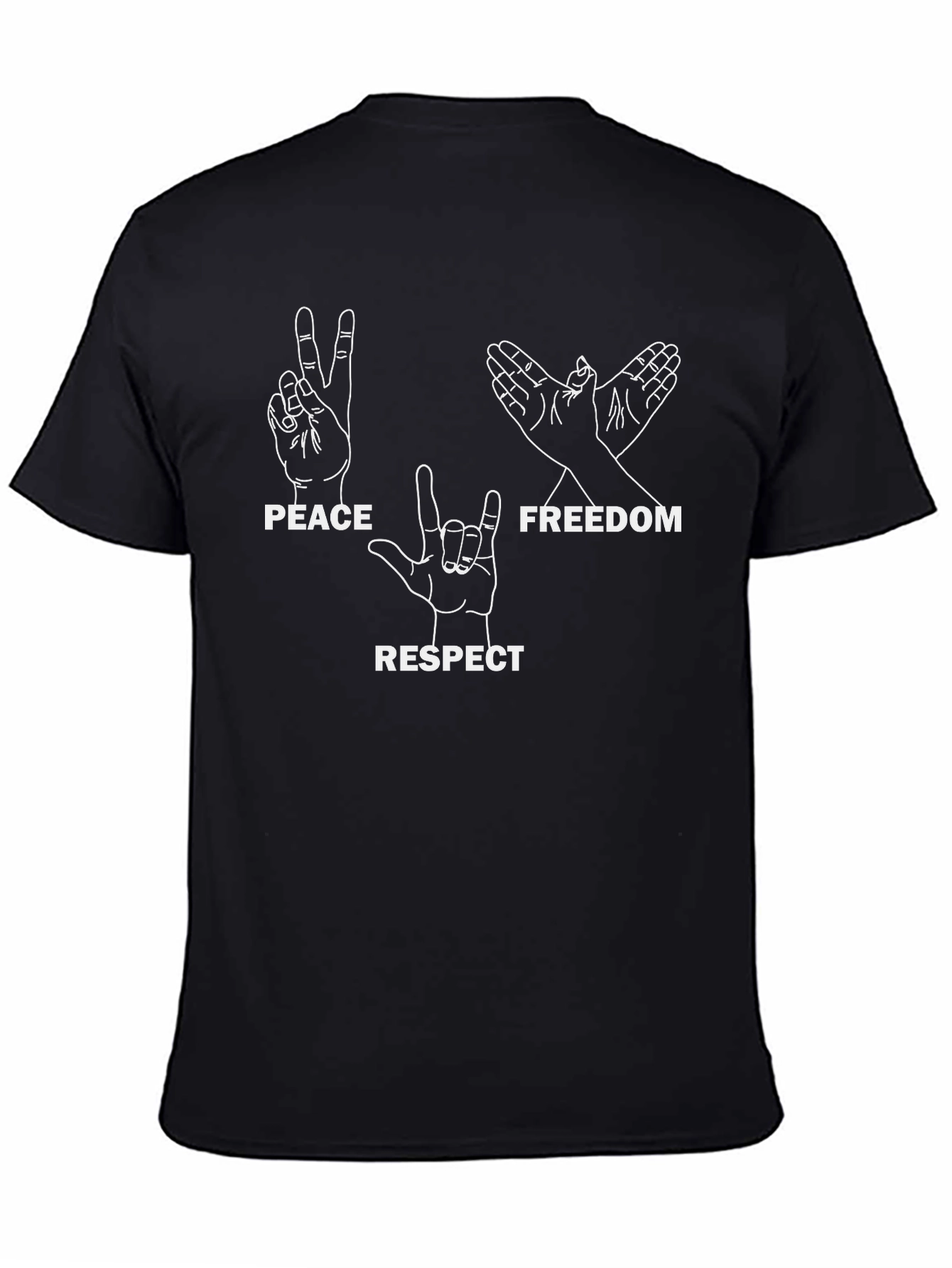 Peace Freedom Respect Graphic Tee - Black