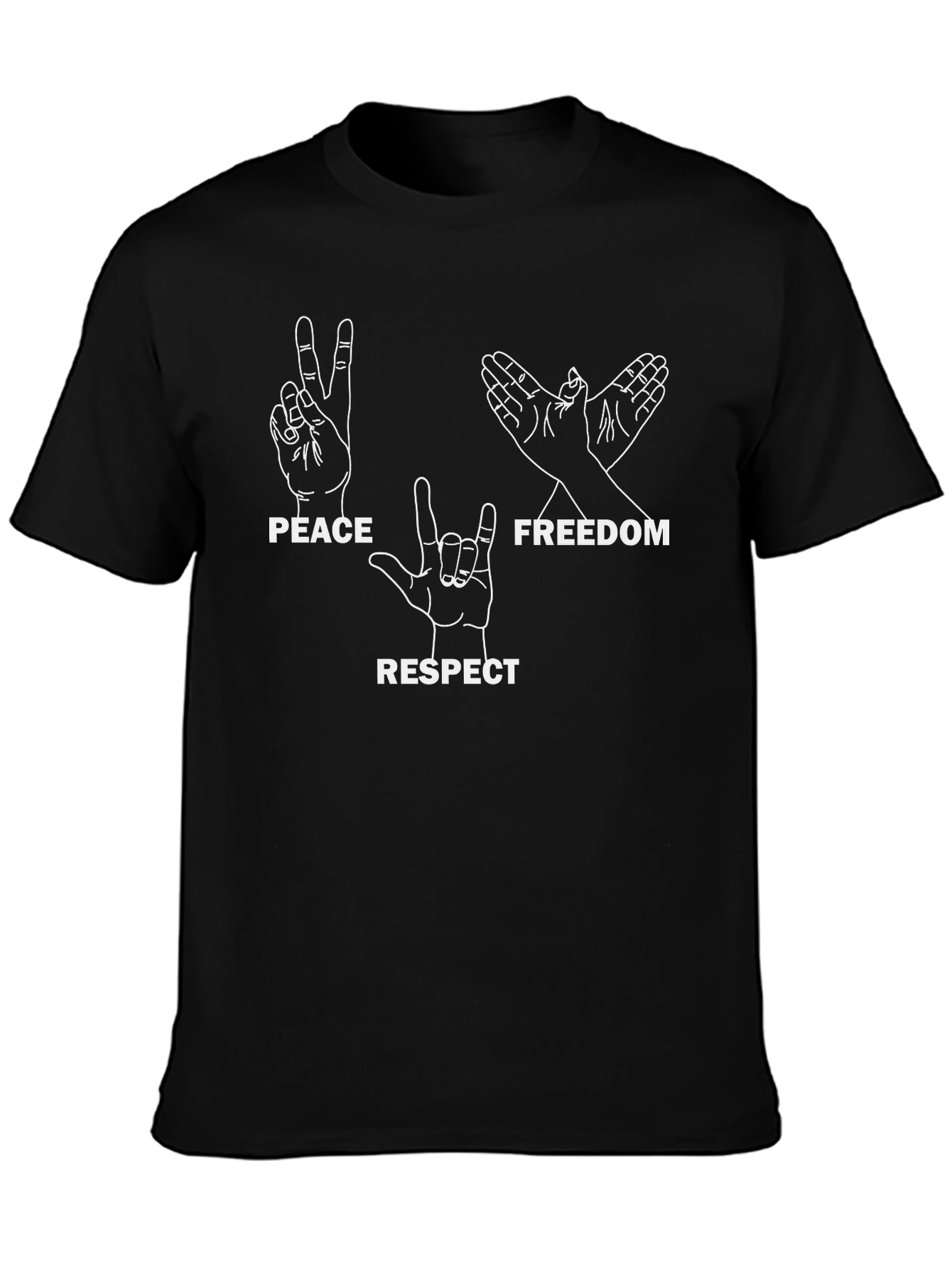 Peace Freedom Respect Graphic Tee - Black