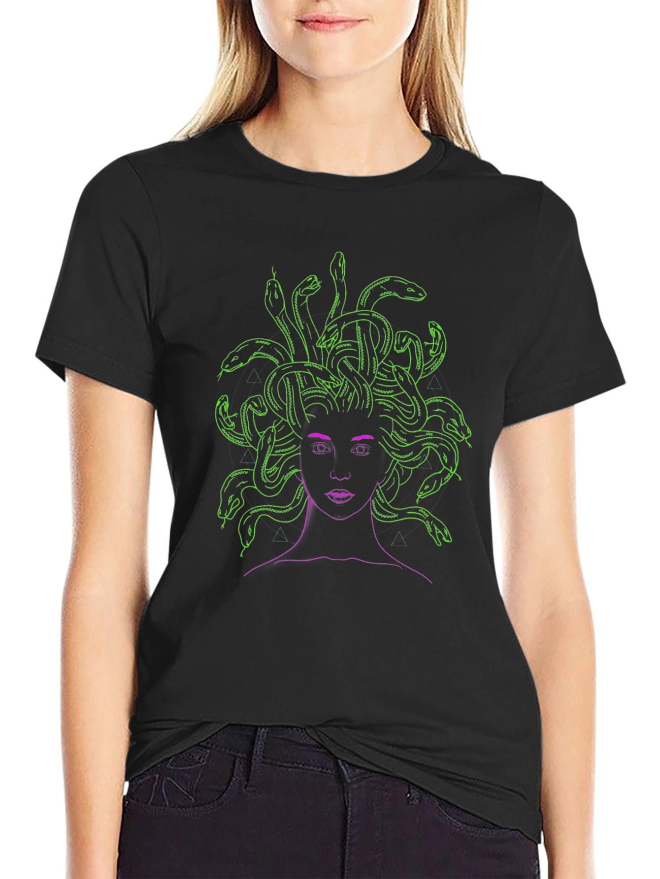 Medusa Graphic Tee - Neon Green Snake Hair