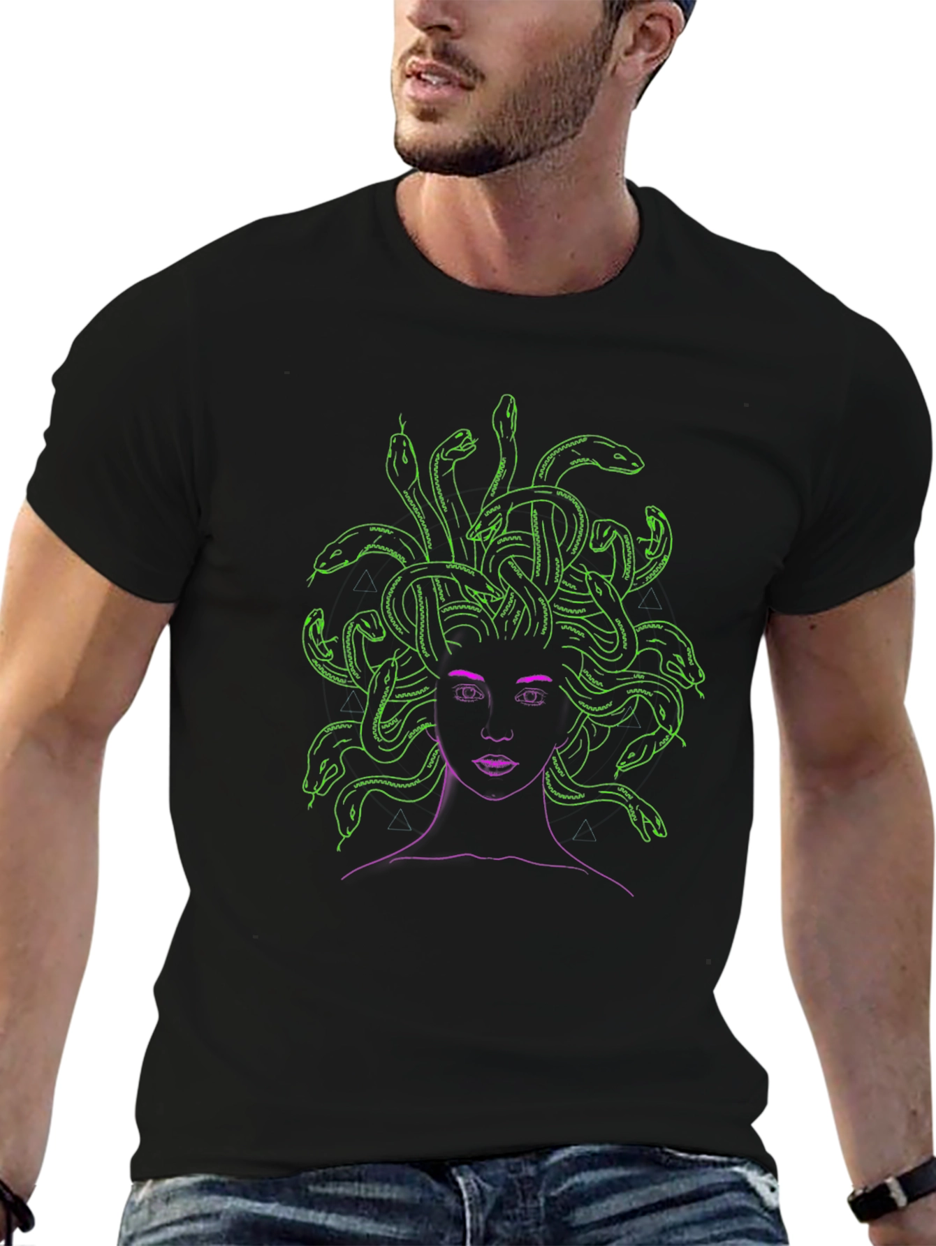 Medusa Graphic Tee - Neon Green Snake Hair
