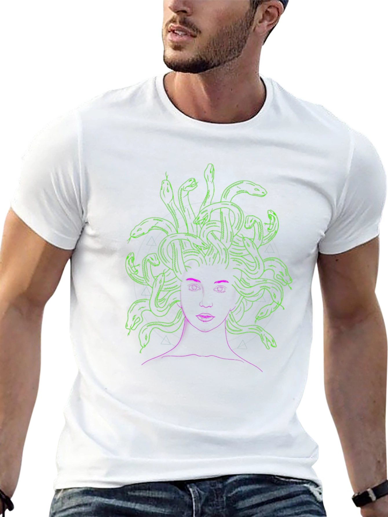 Medusa Graphic Tee - Neon Green Snake Hair