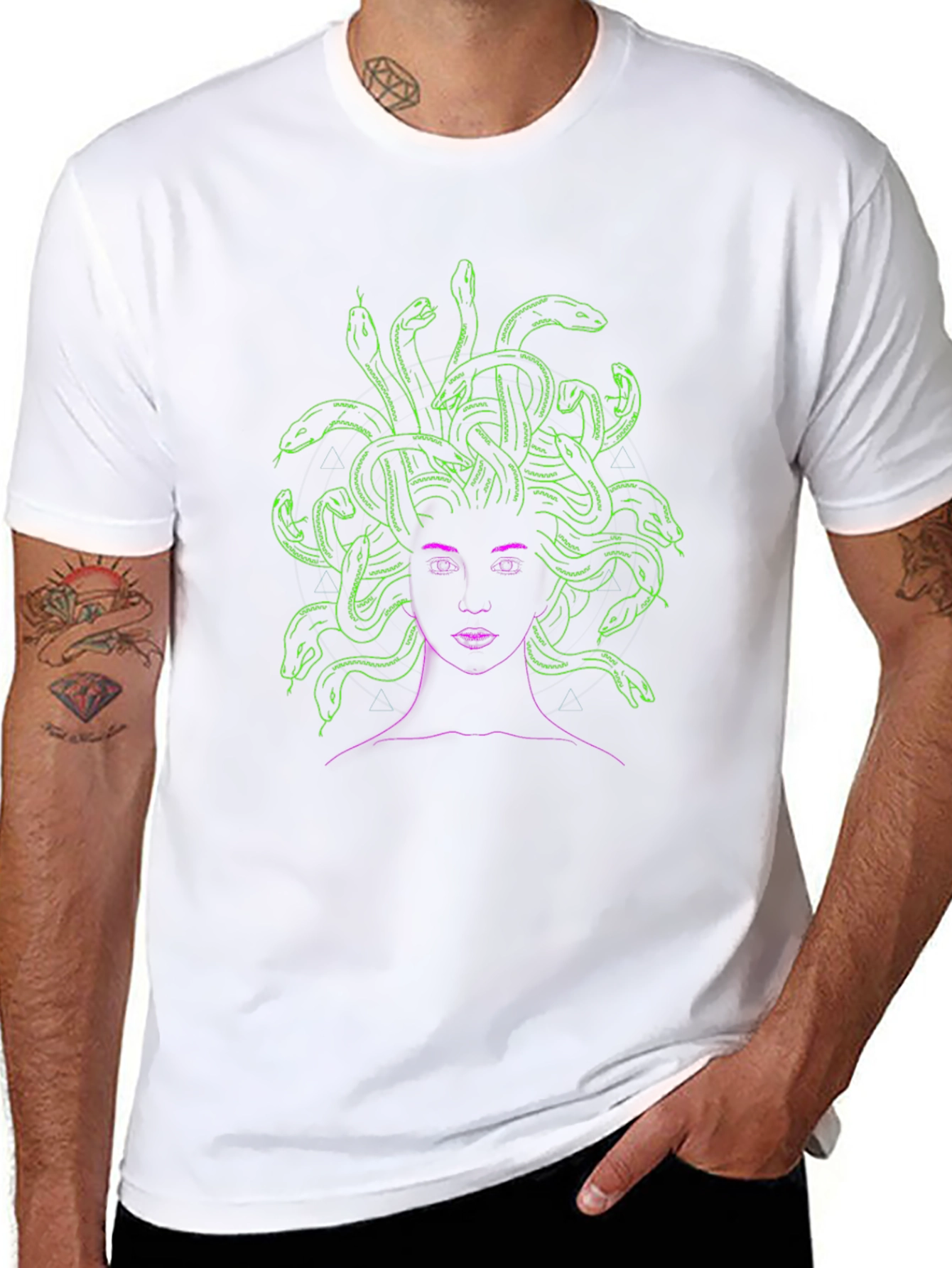 Medusa Graphic Tee - Neon Green Snake Hair