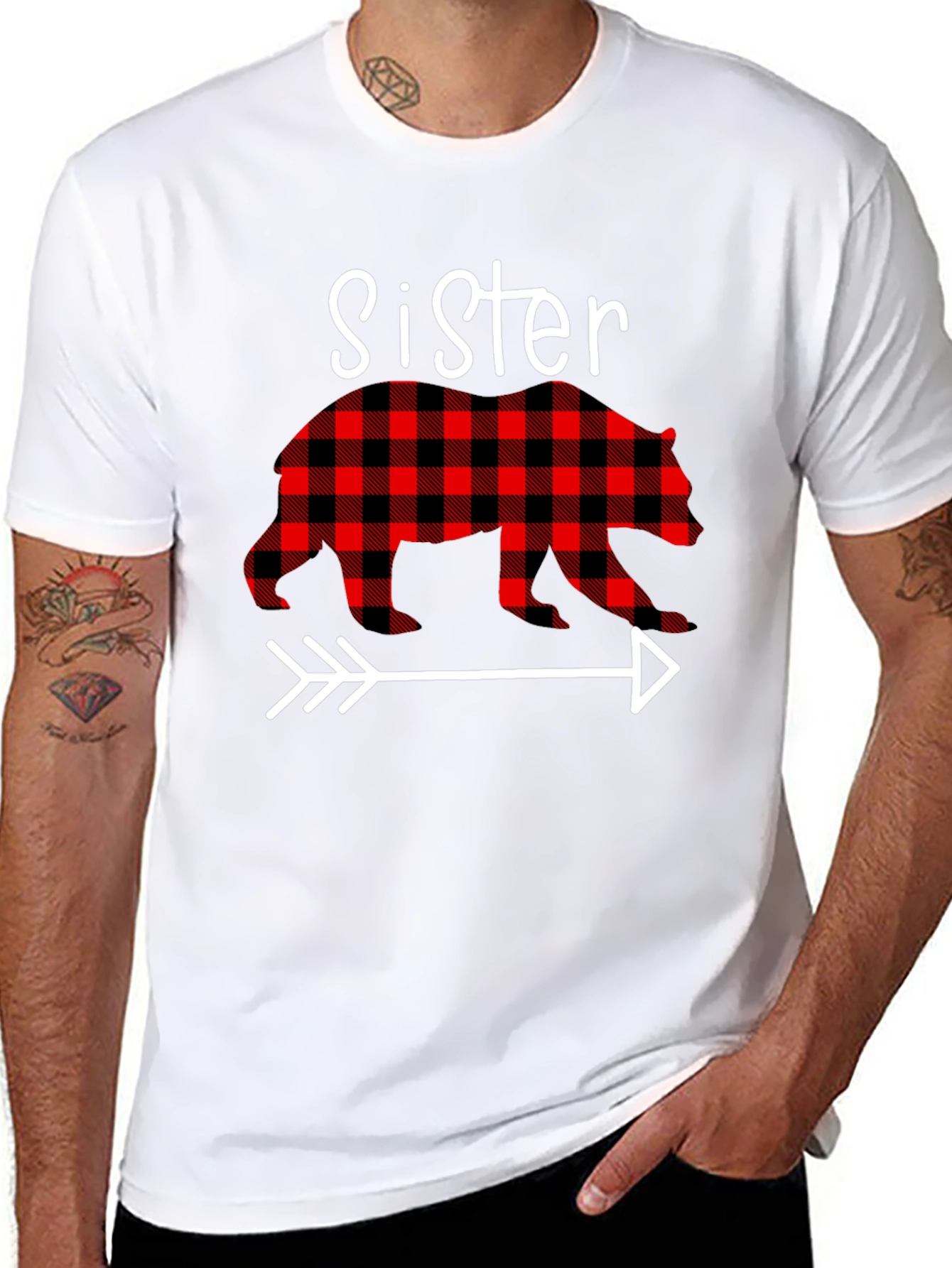 Sister Bear Buffalo Plaid Arrow T-Shirt