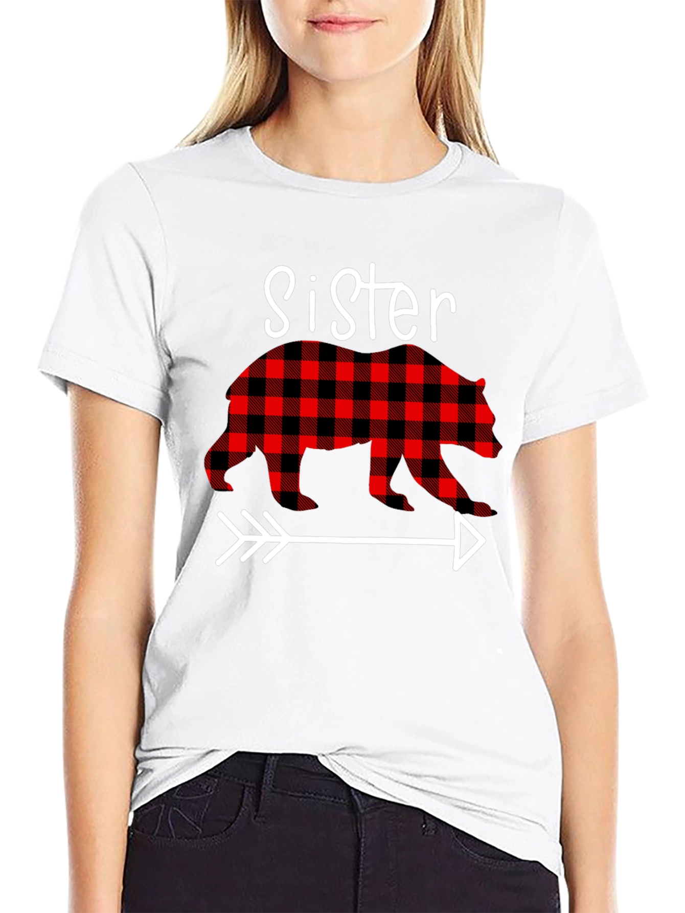 Sister Bear Buffalo Plaid Arrow T-Shirt