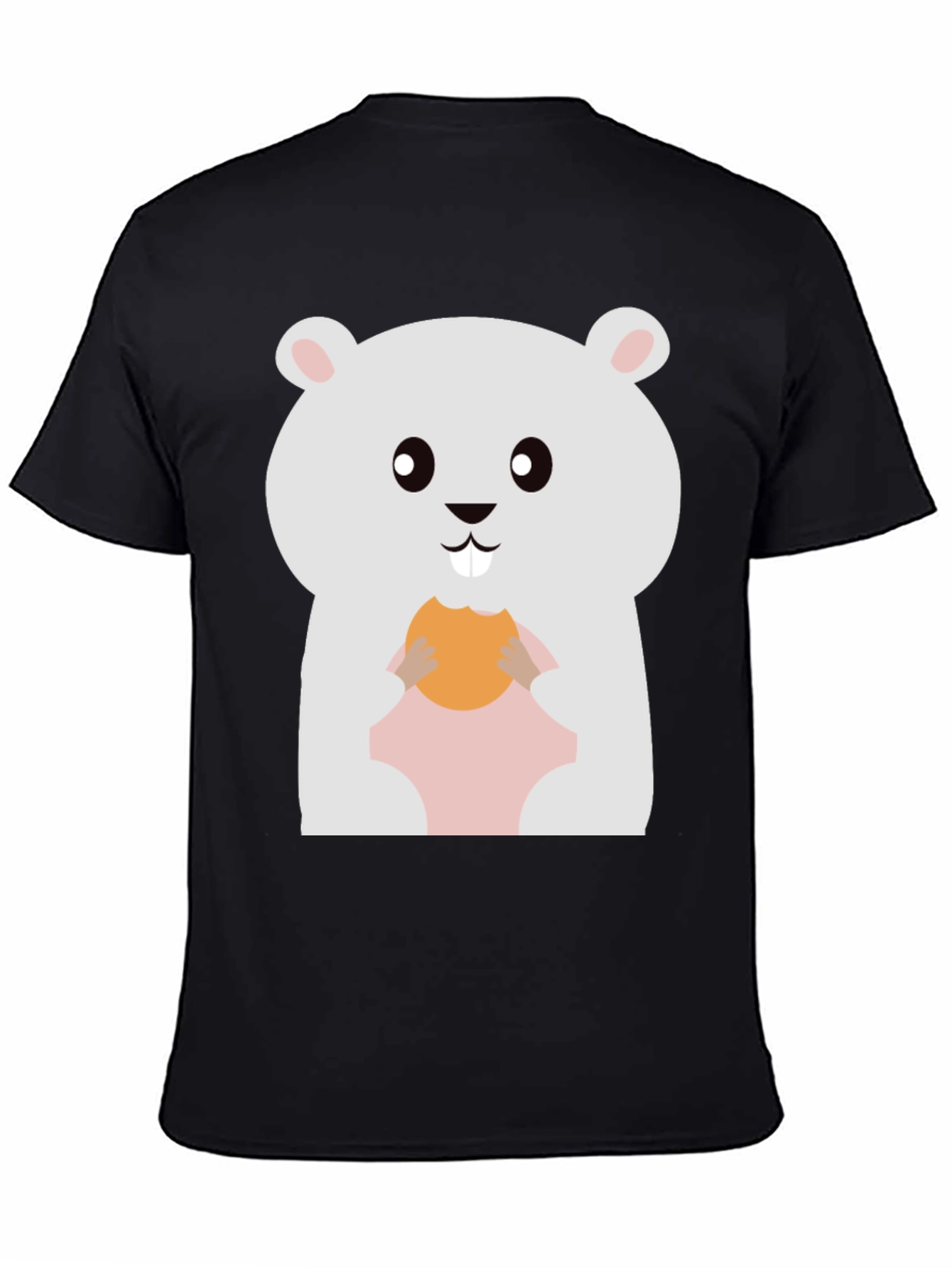 Cute Hamster Eating Cookie Graphic Tee - Black