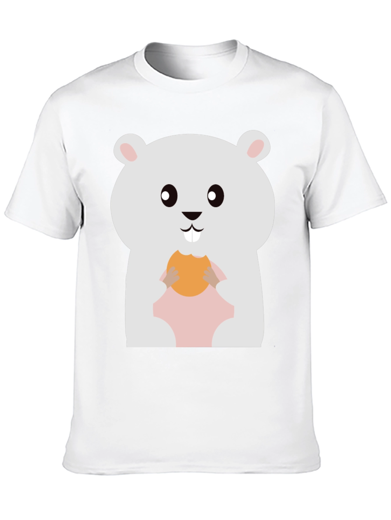 Cute Hamster Eating Cookie Graphic Tee - Black