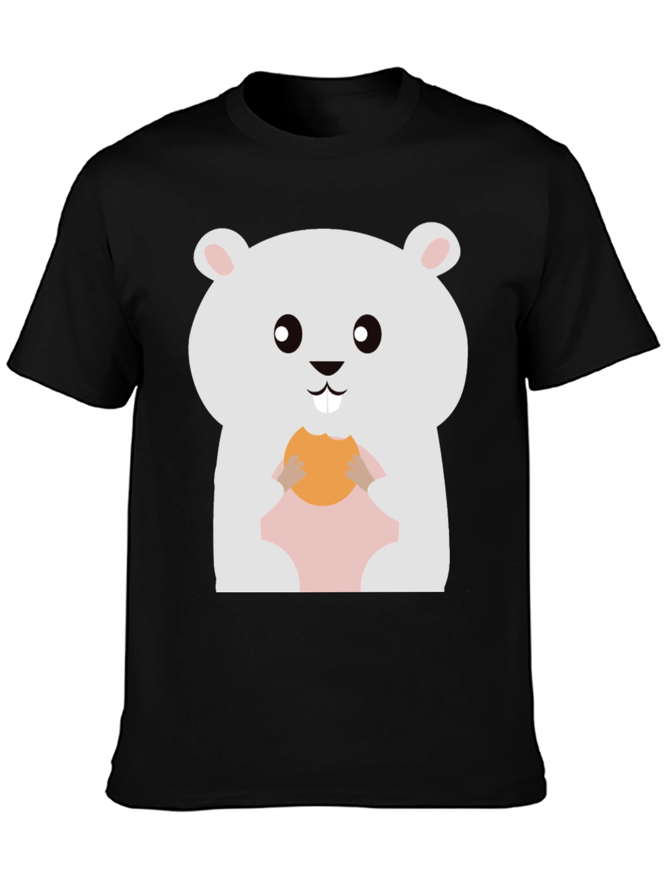Cute Hamster Eating Cookie Graphic Tee - Black