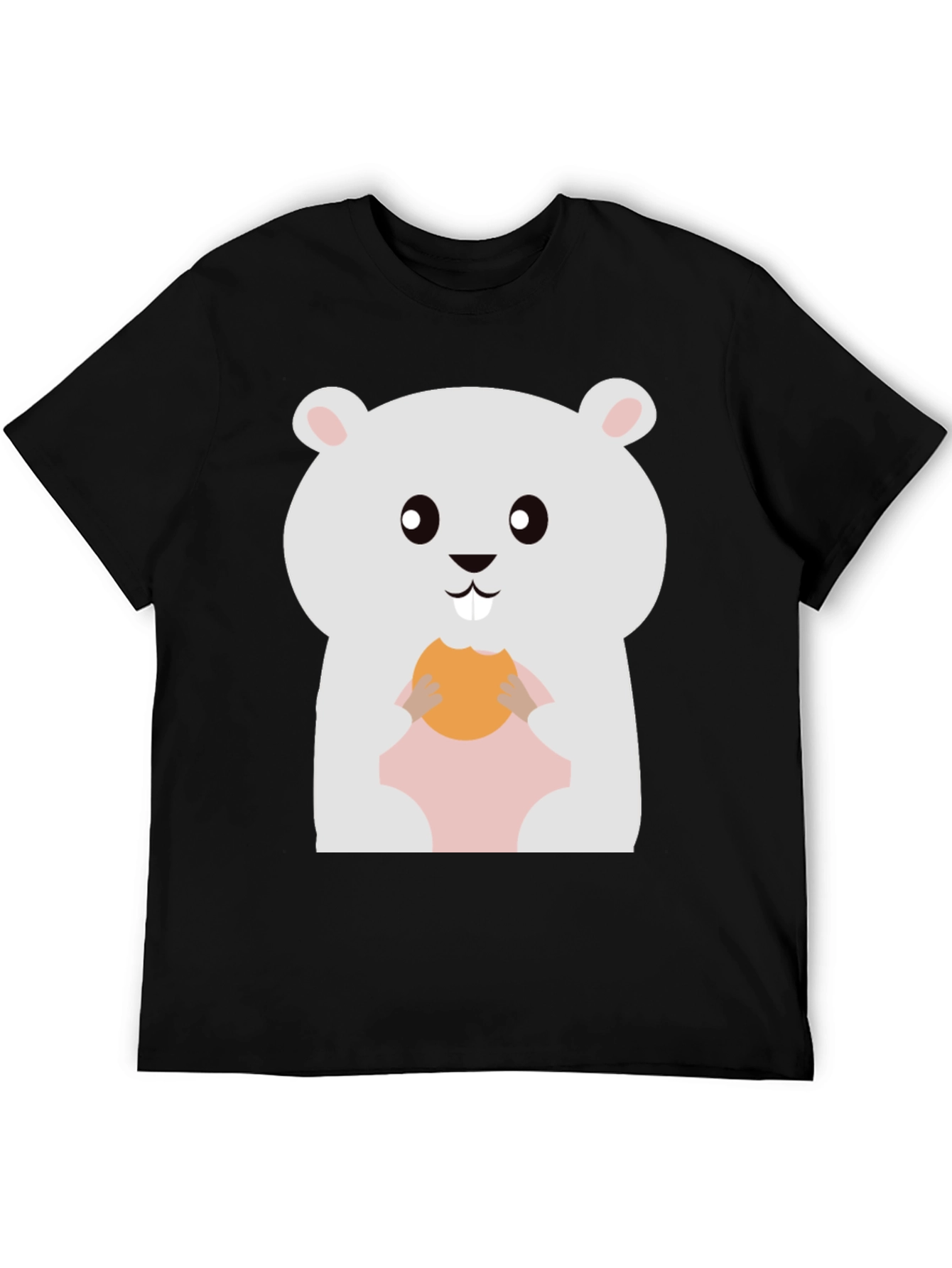 Cute Hamster Eating Cookie Graphic Tee - Black