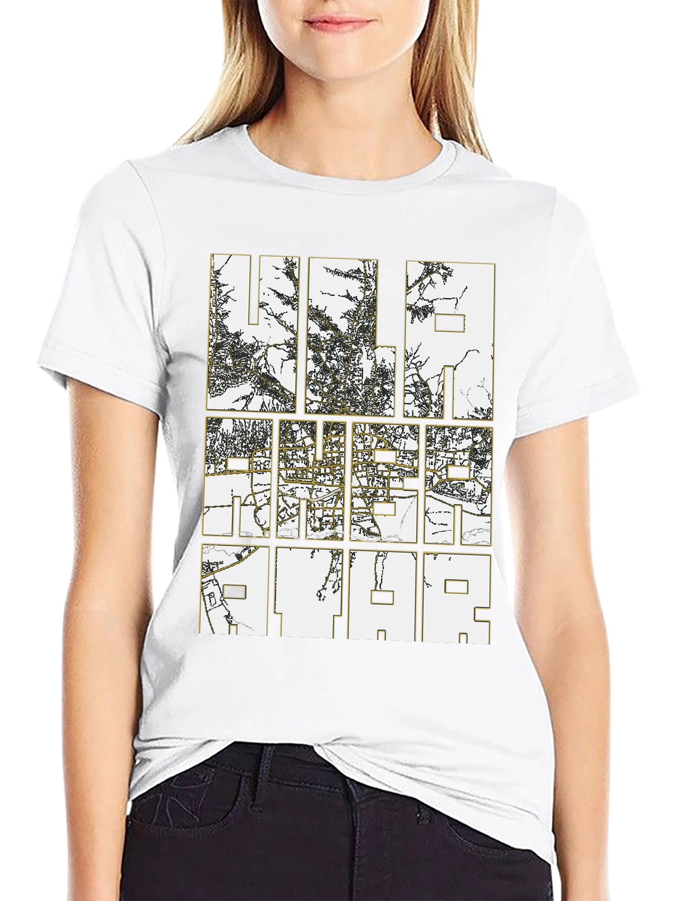 Urban Map Graphic Tee - Stylish Black T-Shirt