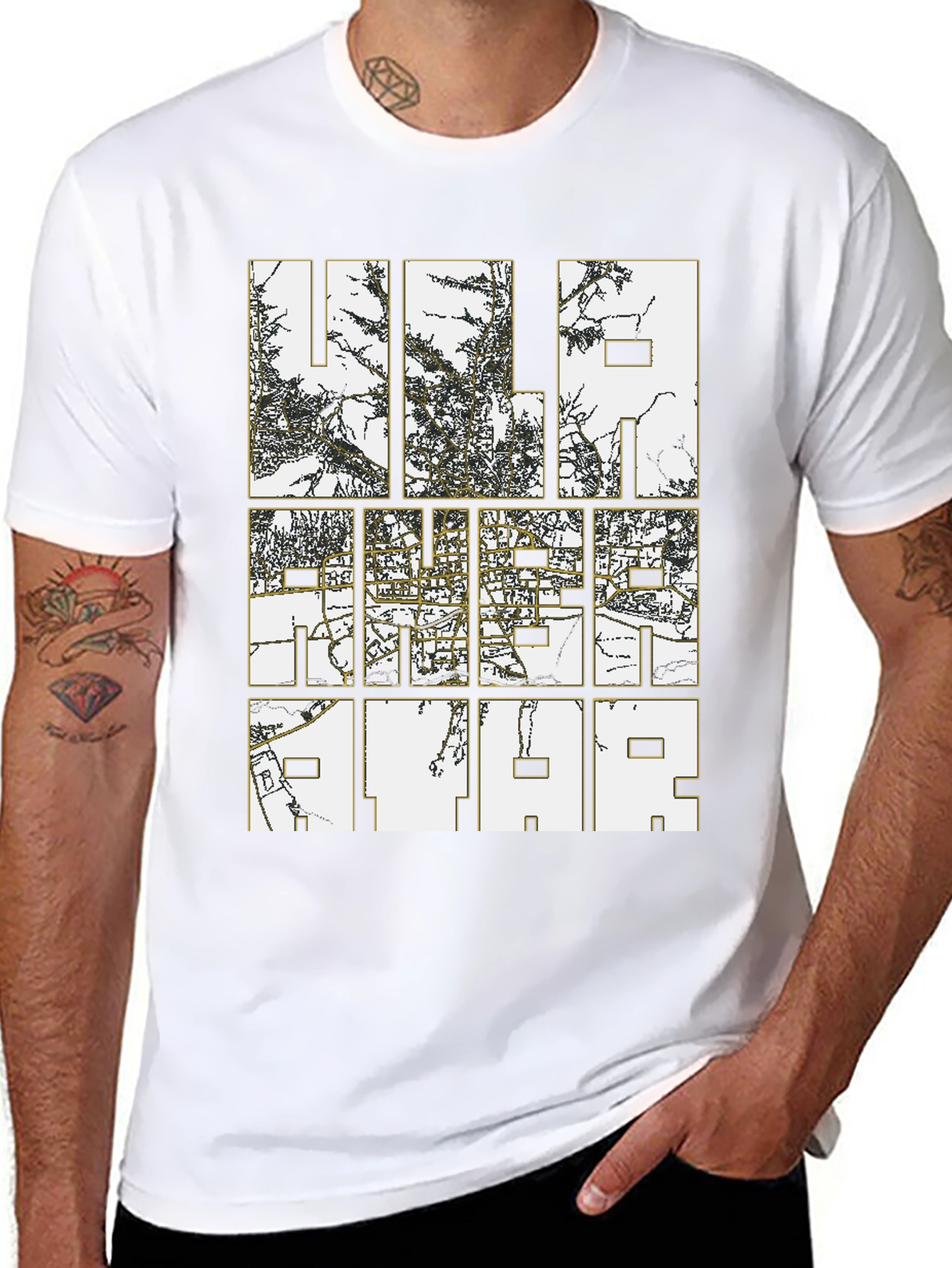 Urban Map Graphic Tee - Stylish Black T-Shirt