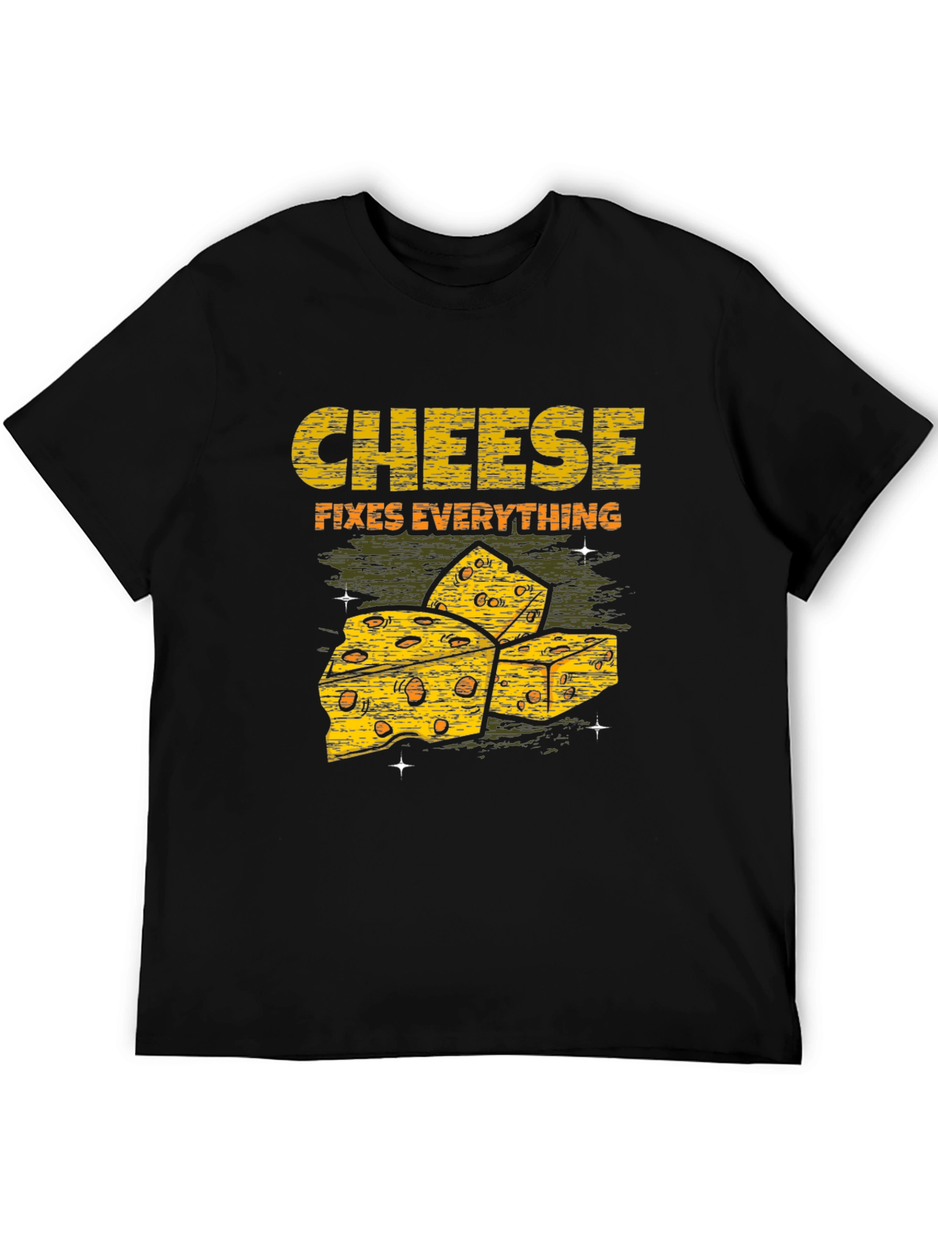 Cheese Fixes Everything Black T-Shirt