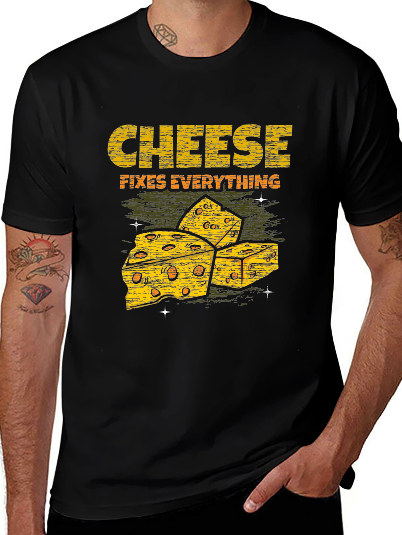 Cheese Fixes Everything Black T-Shirt