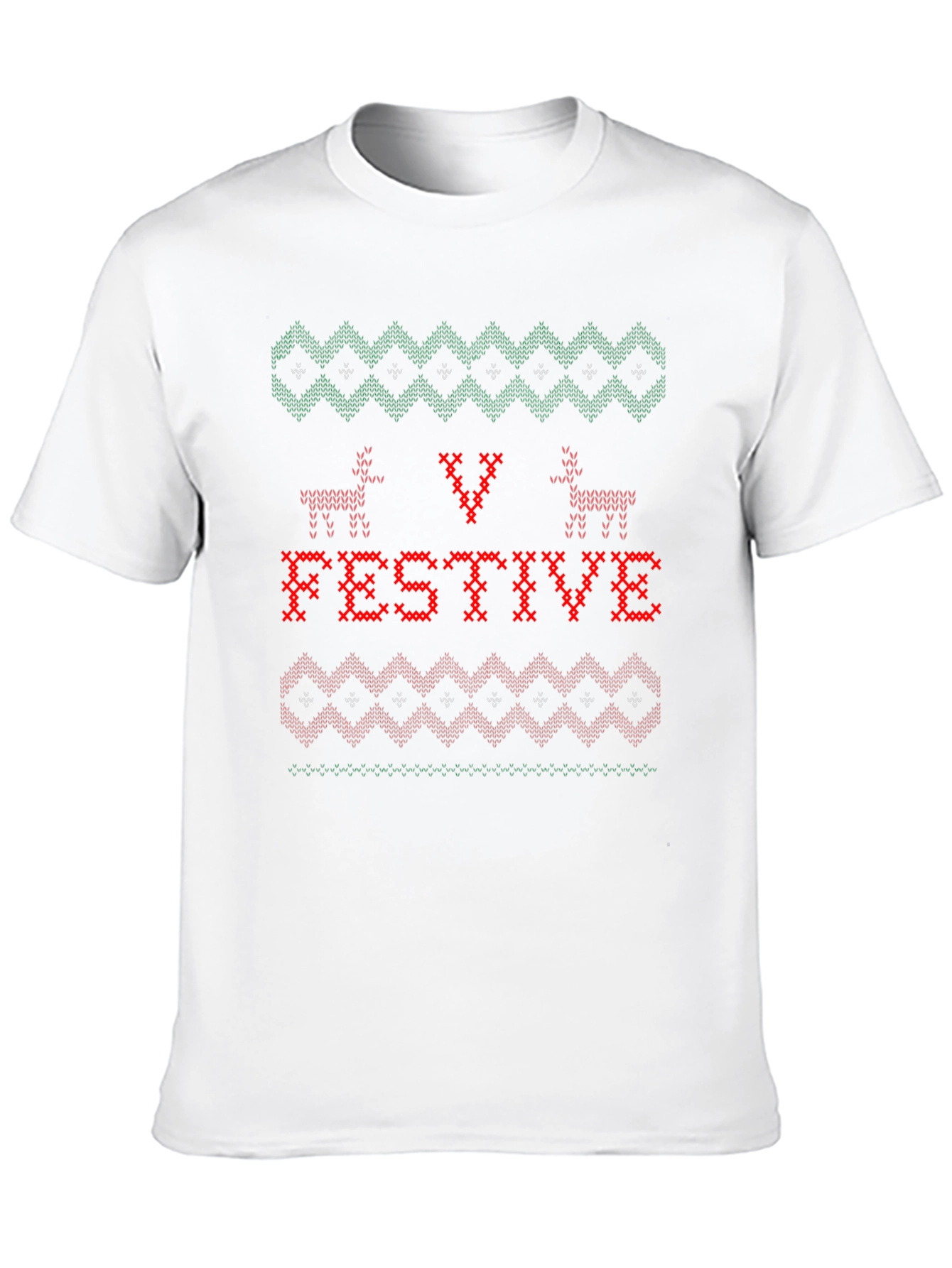 Festive Christmas Knitted Style T-Shirt