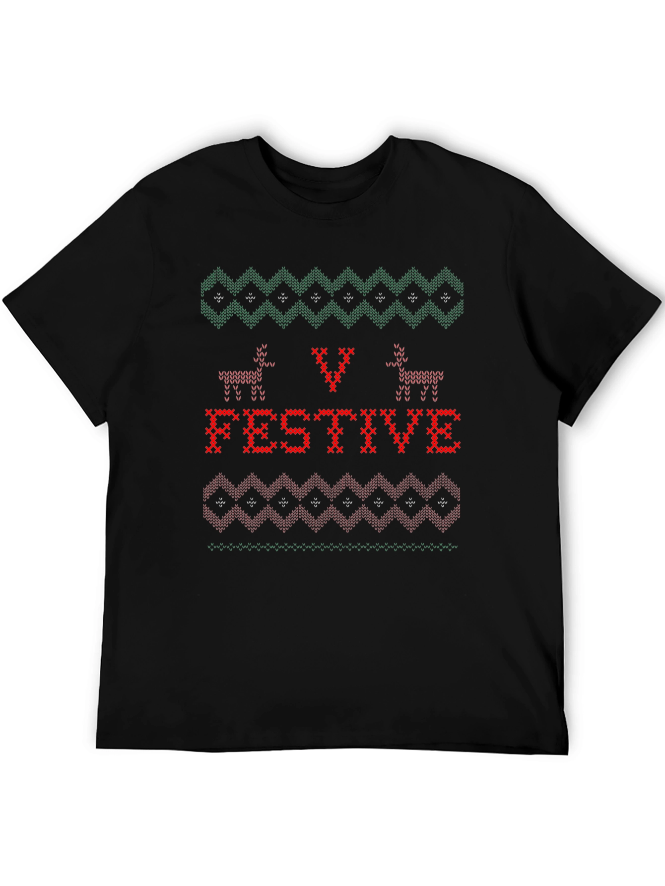 Festive Christmas Knitted Style T-Shirt