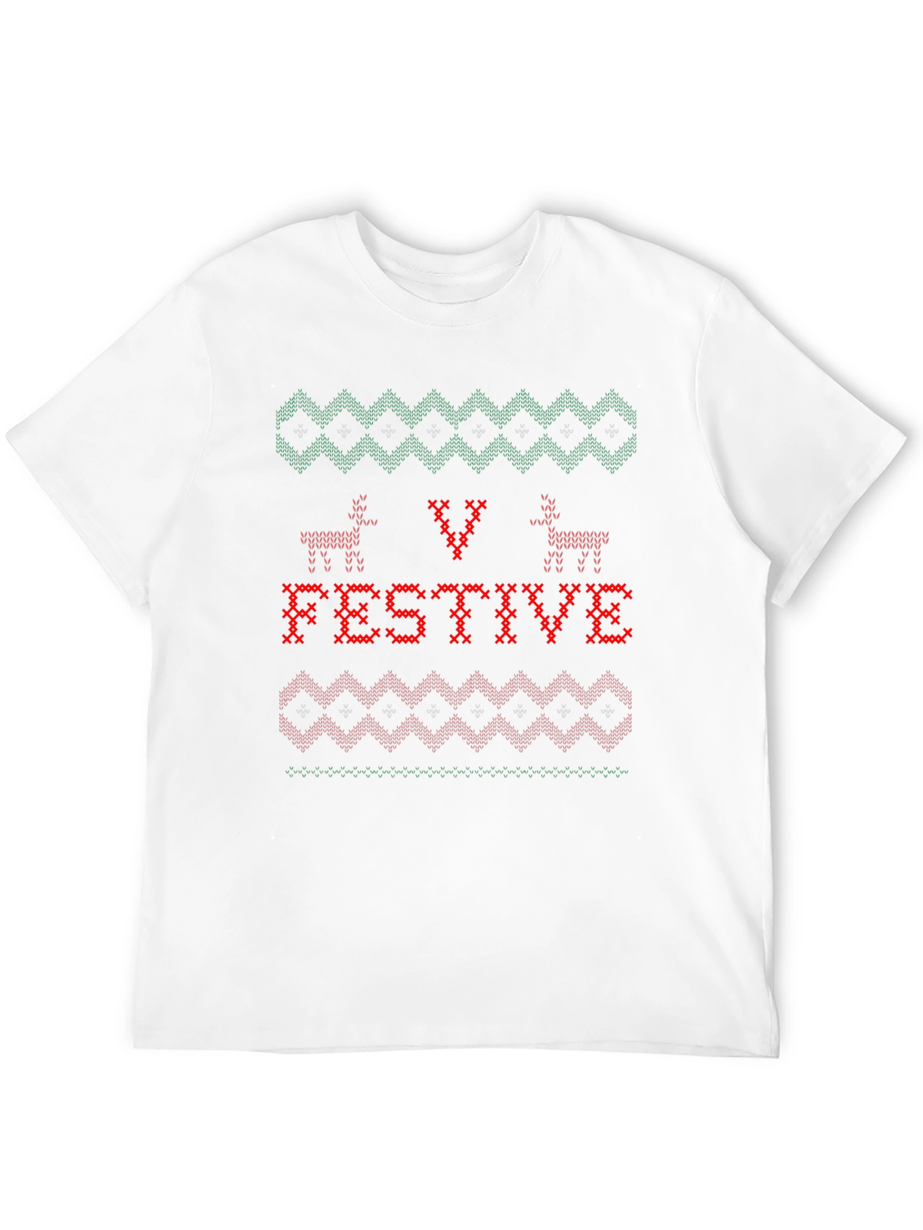 Festive Christmas Knitted Style T-Shirt
