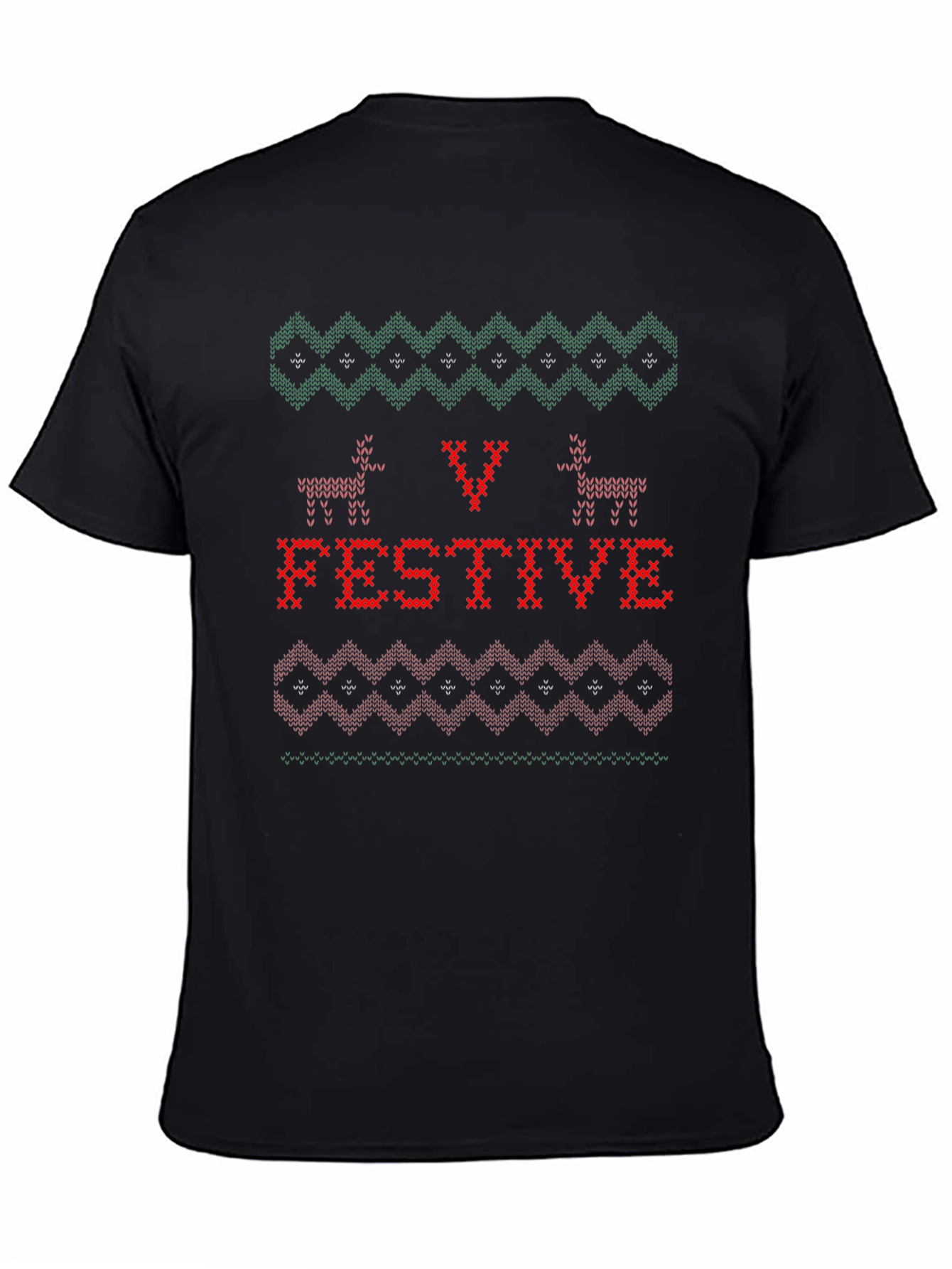 Festive Christmas Knitted Style T-Shirt