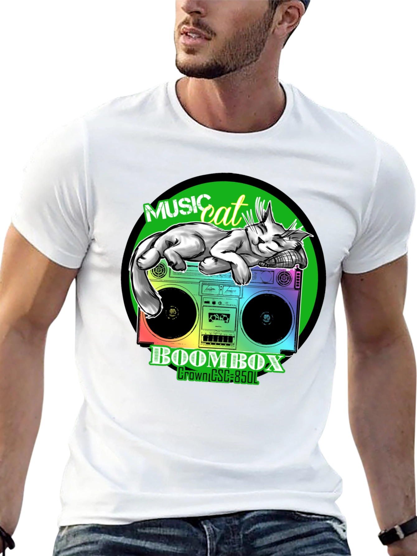 Music Cat Boombox Graphic Tee