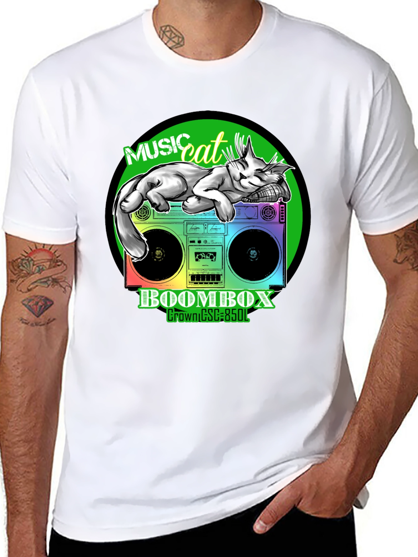 Music Cat Boombox Graphic Tee