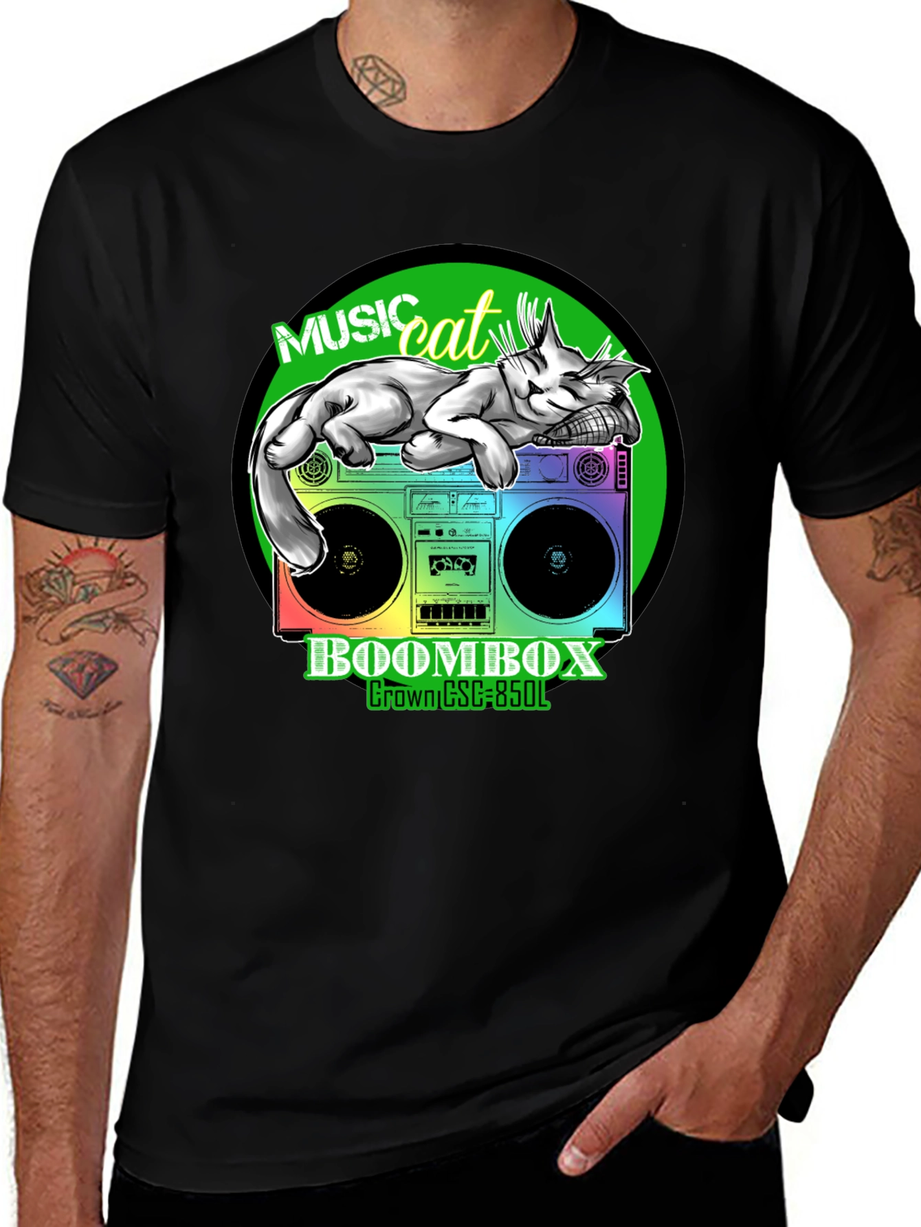 Music Cat Boombox Graphic Tee