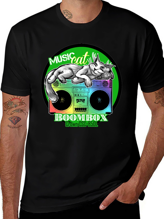 Music Cat Boombox Graphic Tee