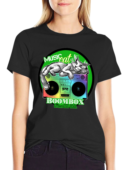 Music Cat Boombox Graphic Tee