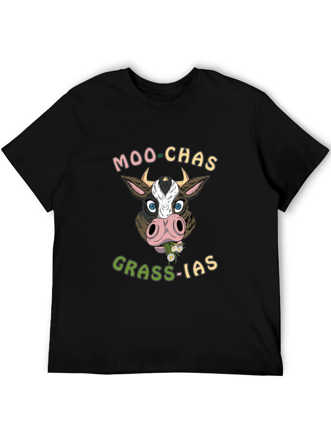 Moo-chas Grass-ias Cow Graphic T-Shirt