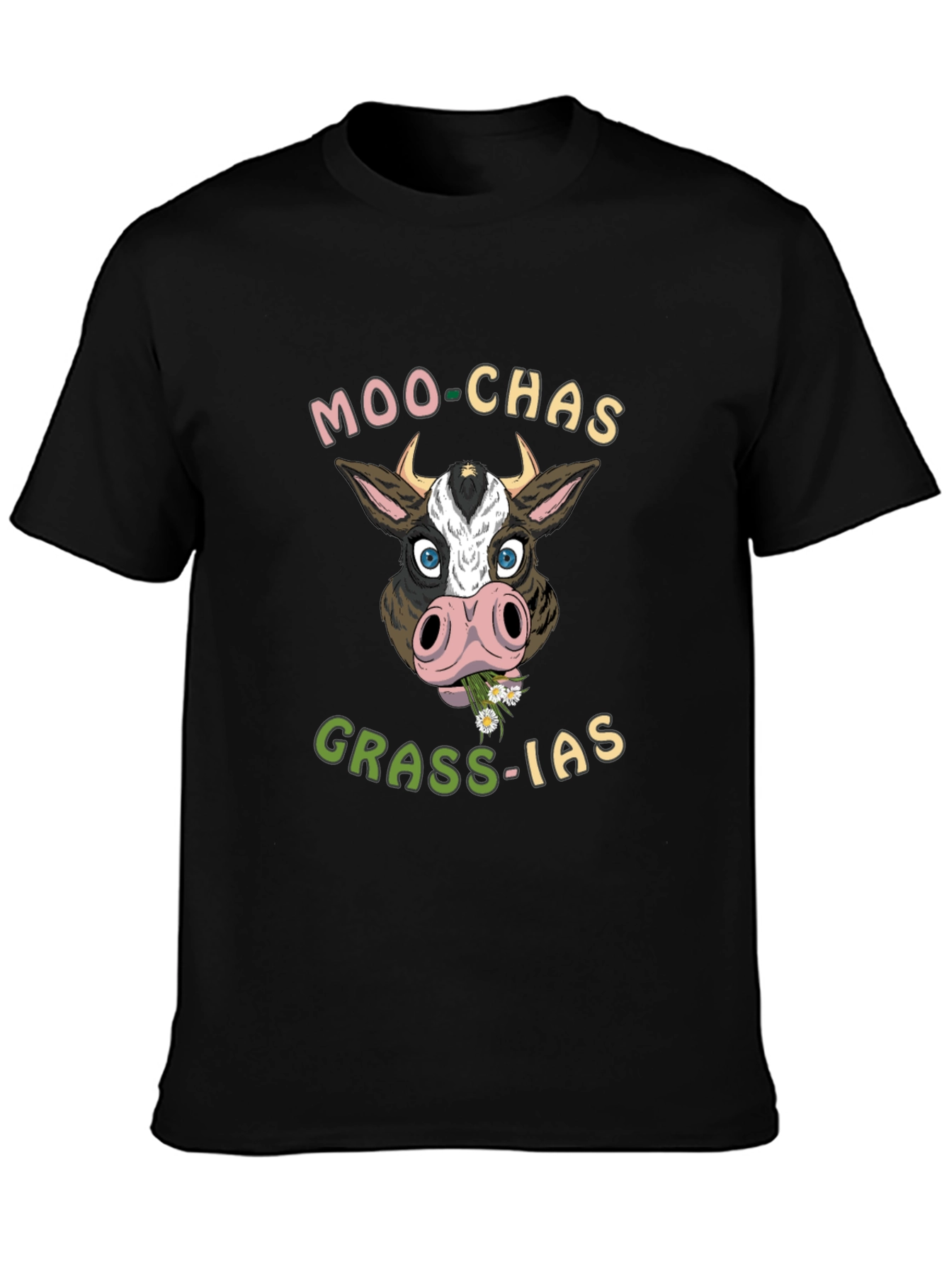 Moo-chas Grass-ias Cow Graphic T-Shirt