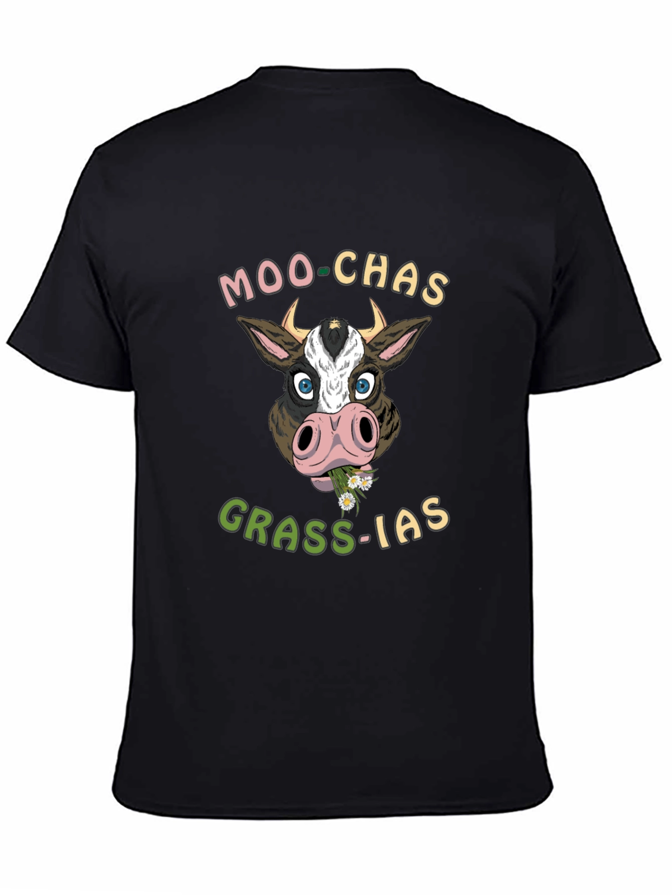 Moo-chas Grass-ias Cow Graphic T-Shirt