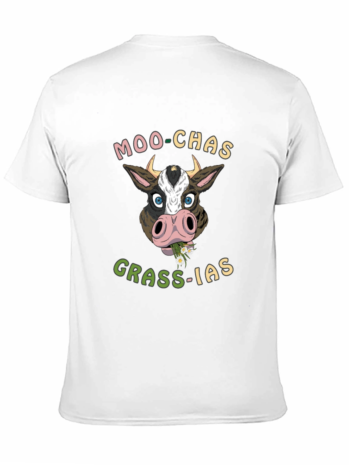 Moo-chas Grass-ias Cow Graphic T-Shirt