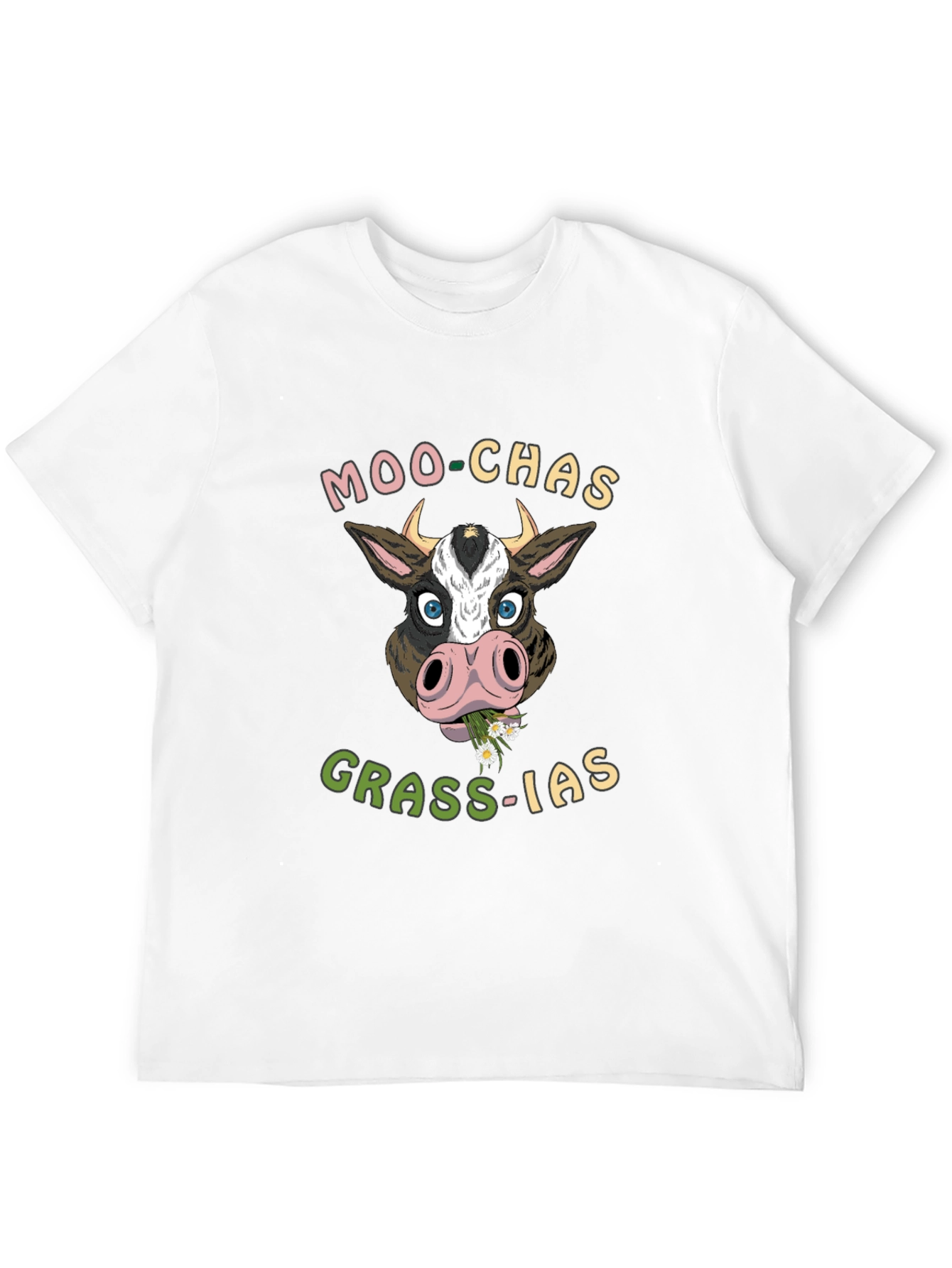 Moo-chas Grass-ias Cow Graphic T-Shirt